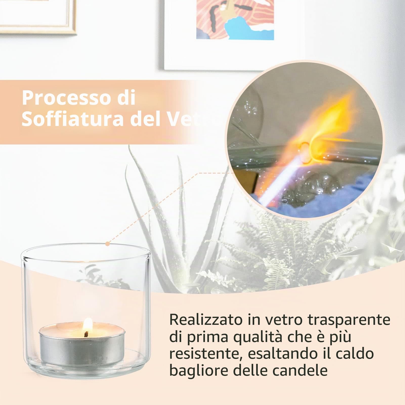Nuptio Portacandele Clear Votive/Tea Light Glass, Ideali per Feste, Matrimoni, Eventi Speciali, aromaterapia e Uso Quotidiano