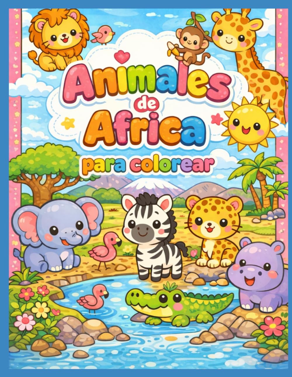 Animales de África para colorear: Libro divertido y educativo para niños de 4, 5, 6 años