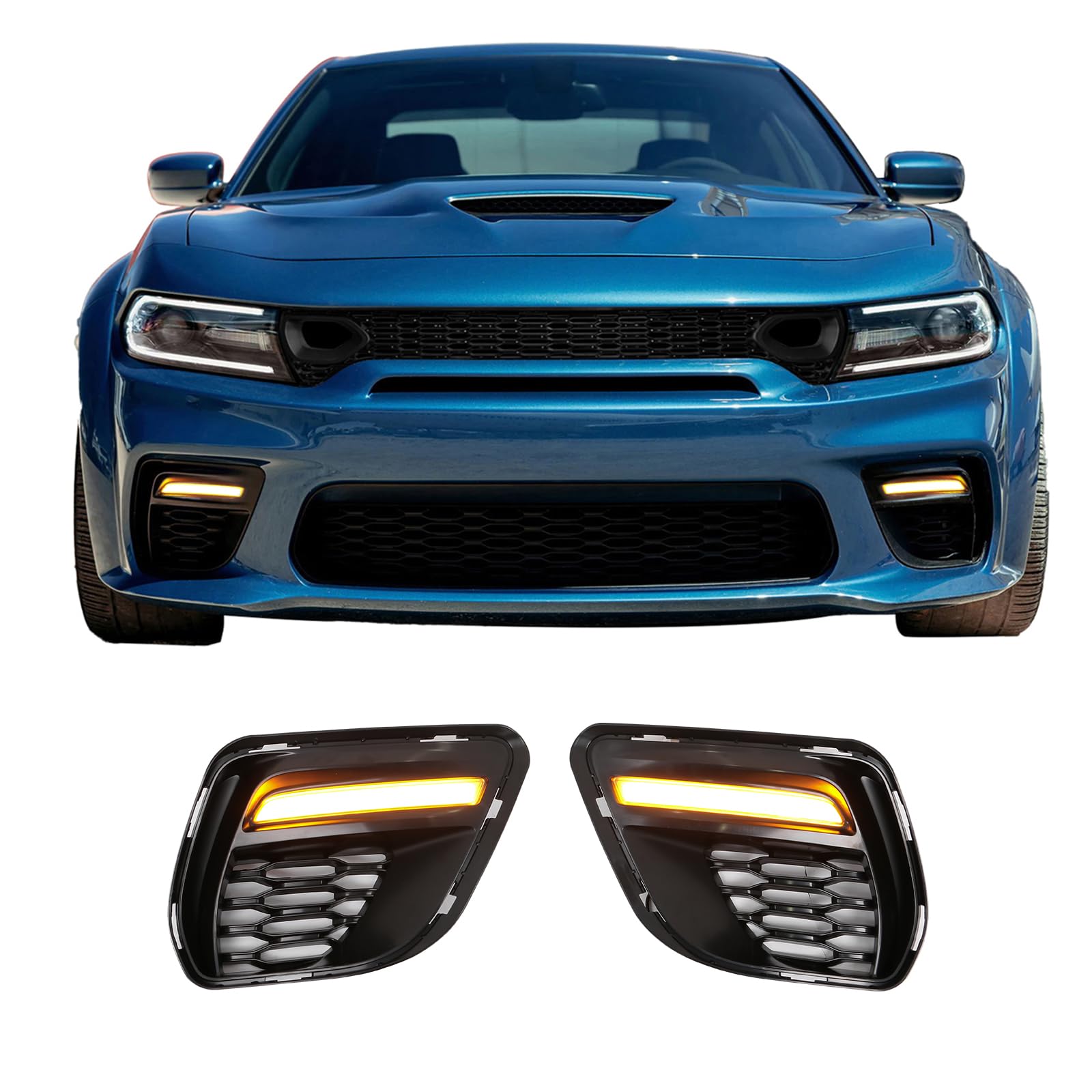 Amazon.com: IKON MOTORSPORTS, Fog Lights Cover Compatible With 2020-2023 Dodge  Charger Widebody Only, Front Lower Foglights Lamps DRL Lights Cover Turn  Signal Black Fog Bezel Lights 1Pair Replacement : Automotive