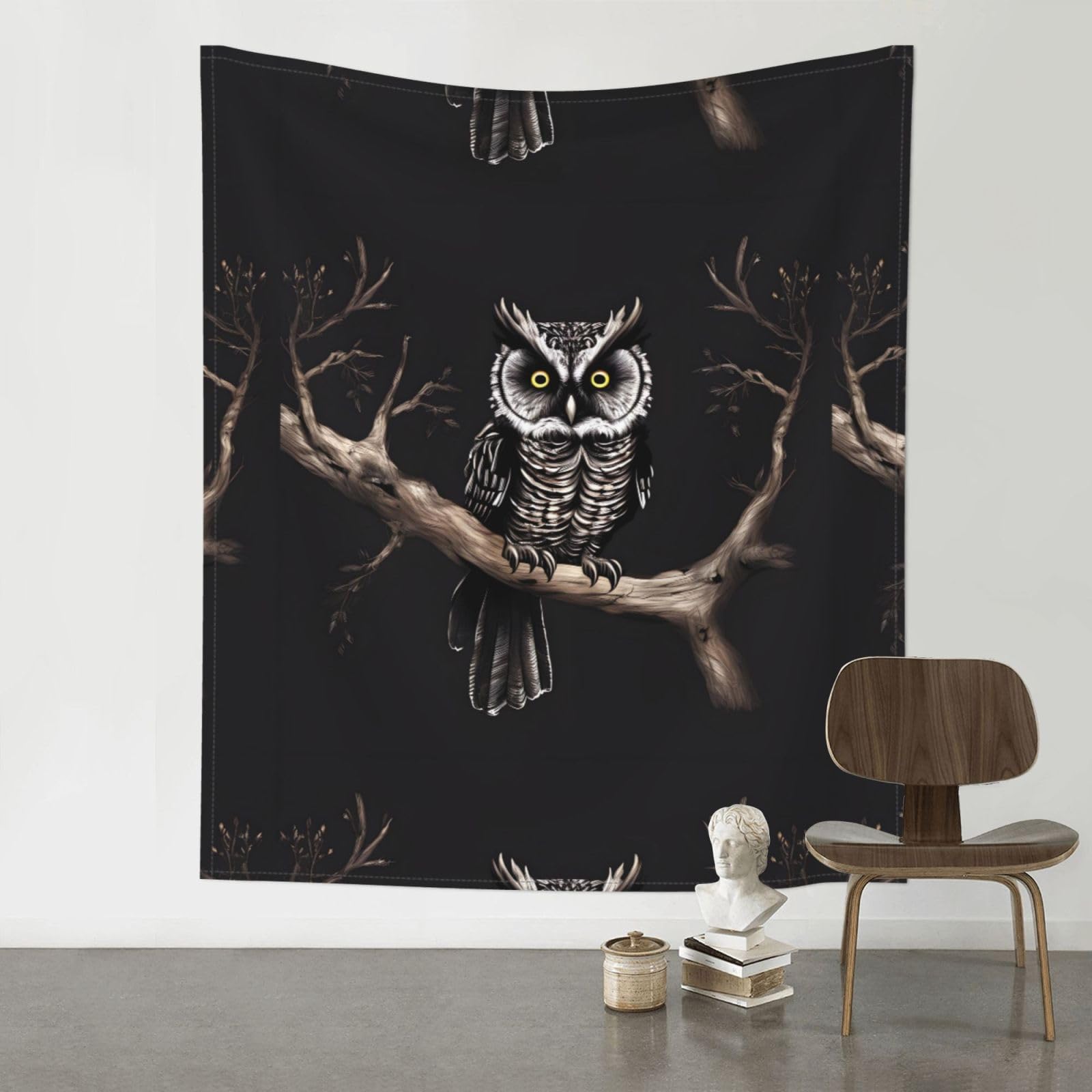 YYHHAOFA Late Night Owl Prints Wall Tapestry 60x51in – Boho Chic Dorm Decor, Beach Throw, & Versatile Home Accent