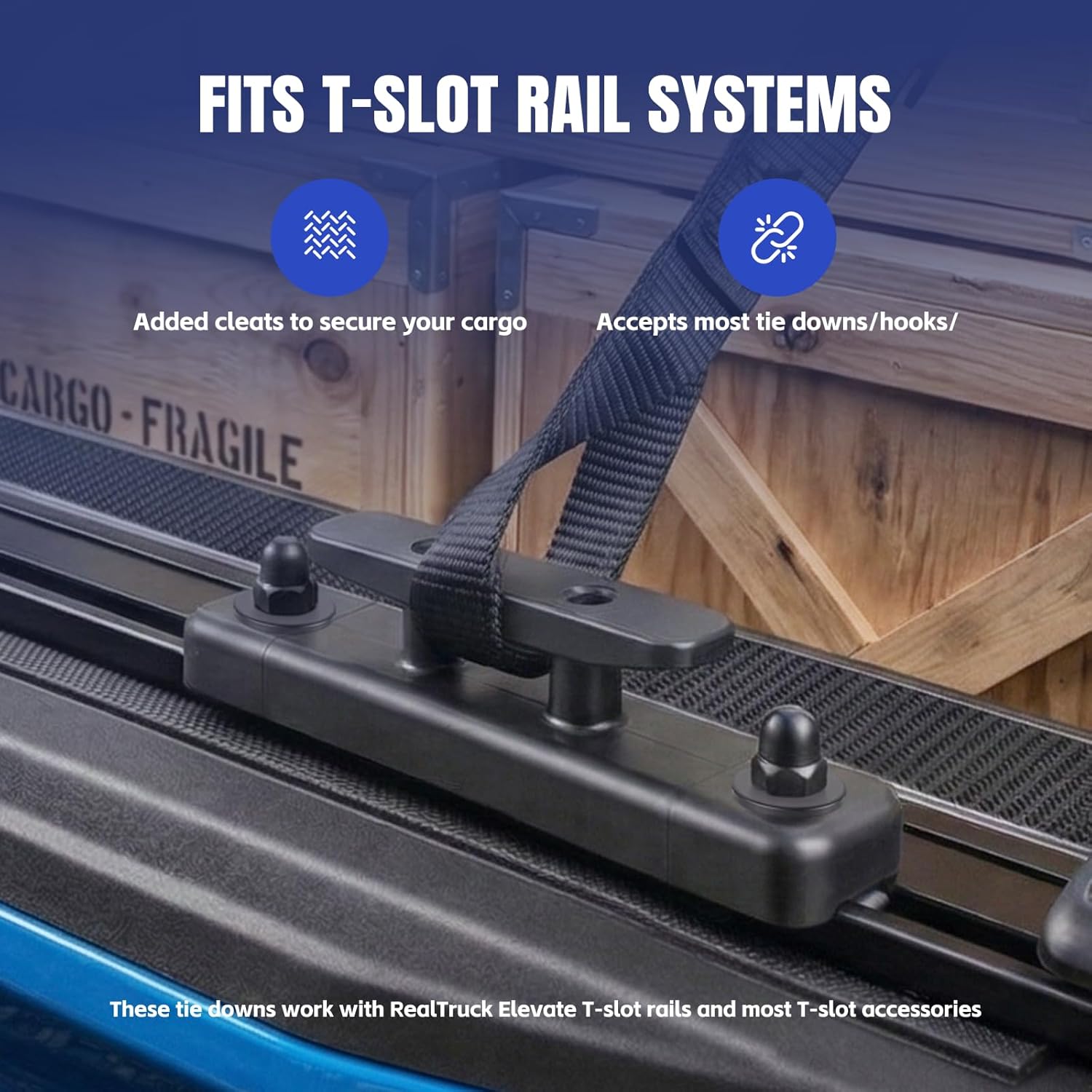 Elevate Rack Tie-Down Kit 1118459： Fits T-Slot Compatible with RealTruck Elevate Tie Downs (Set of 4)