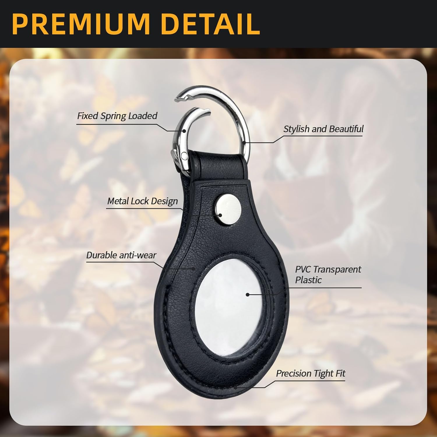 5Pcs Premium Leather Coin Holder - Handmade Sobriety AA Coins Chip Keychain - Displays Both Sides of Sober Token Medallion Pet Challenge Coin - Black Waterproof Scratchproof Soft PVC Key Ring