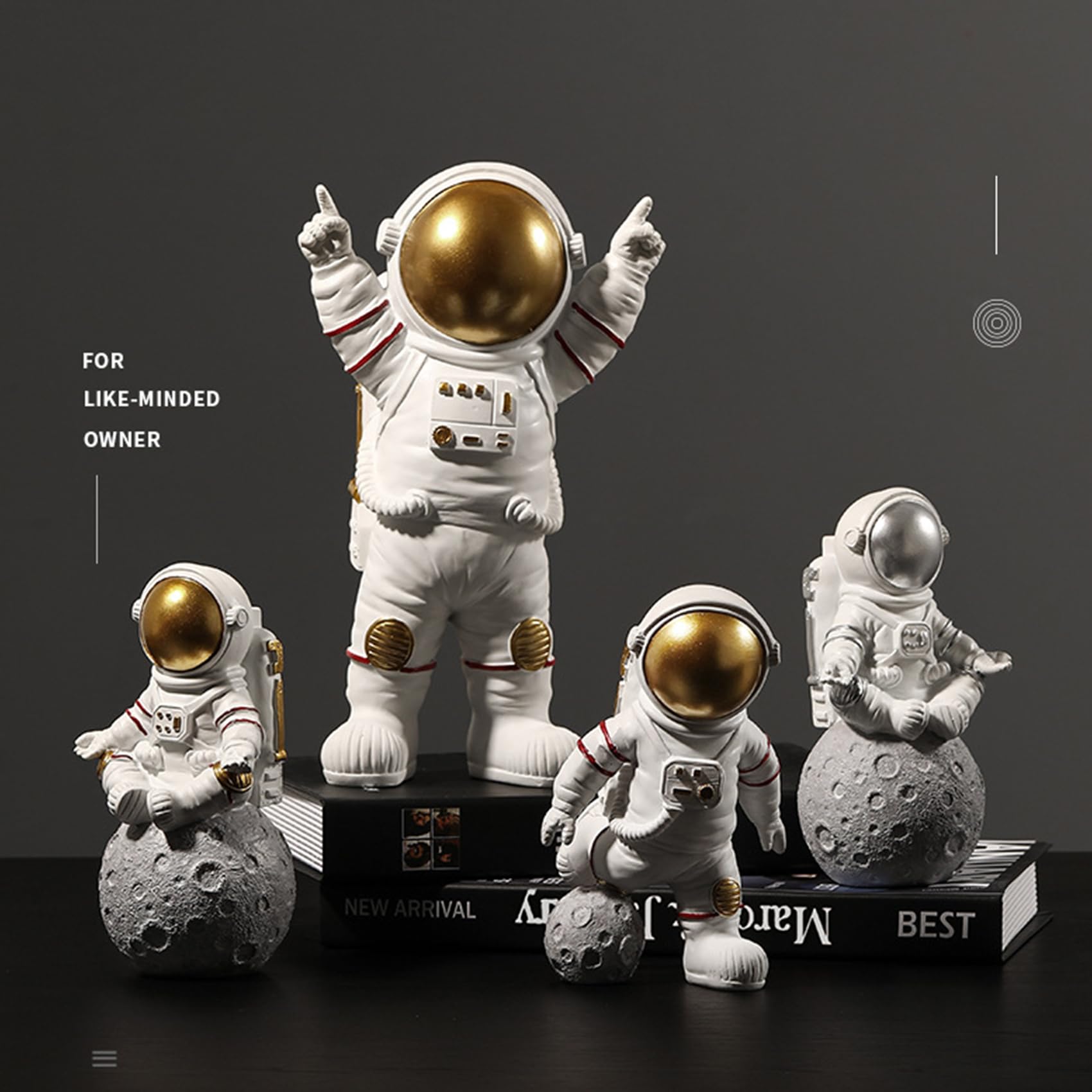 Estatuas Astronauta Arte Escultura Moderna Decoración Figura Astronauta Estatua Sala Estar Arte Artes Regalo poliresina, Dormitorio, Decoración temática Astronauta, Adorno (Gold,A)