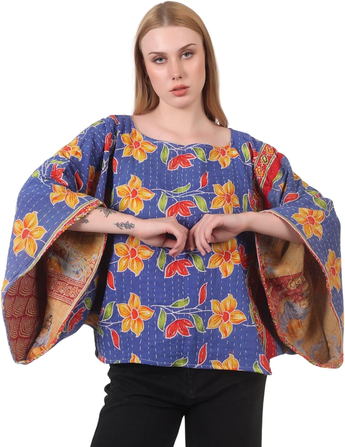 Wevez Women Full Size Kantha Printed Kantha top Vintage Indian Fabric Wholesale Tops Assorted Lot