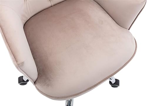 Miniatura 8 de Henf Silla de oficina en casa, silla de escritorio de terciopelo con base de metal, moderna silla giratoria ajustable para sala de estar, estudio y