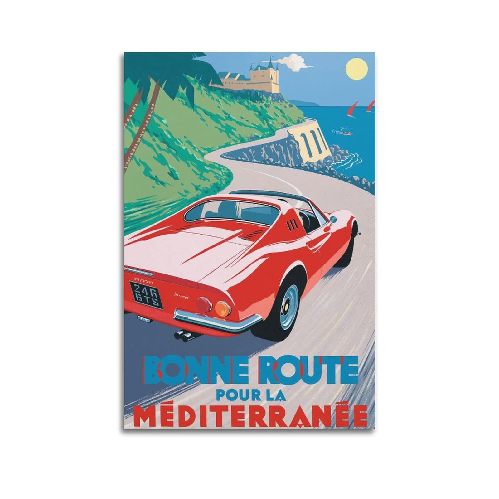 HALOUB Supercar Poster for Ferrari Dino 246 Sport Car Race Car Decorative Painting Canvas Wall And Art Picture Family Bedroom Decor 20x30inch(50x75cm)