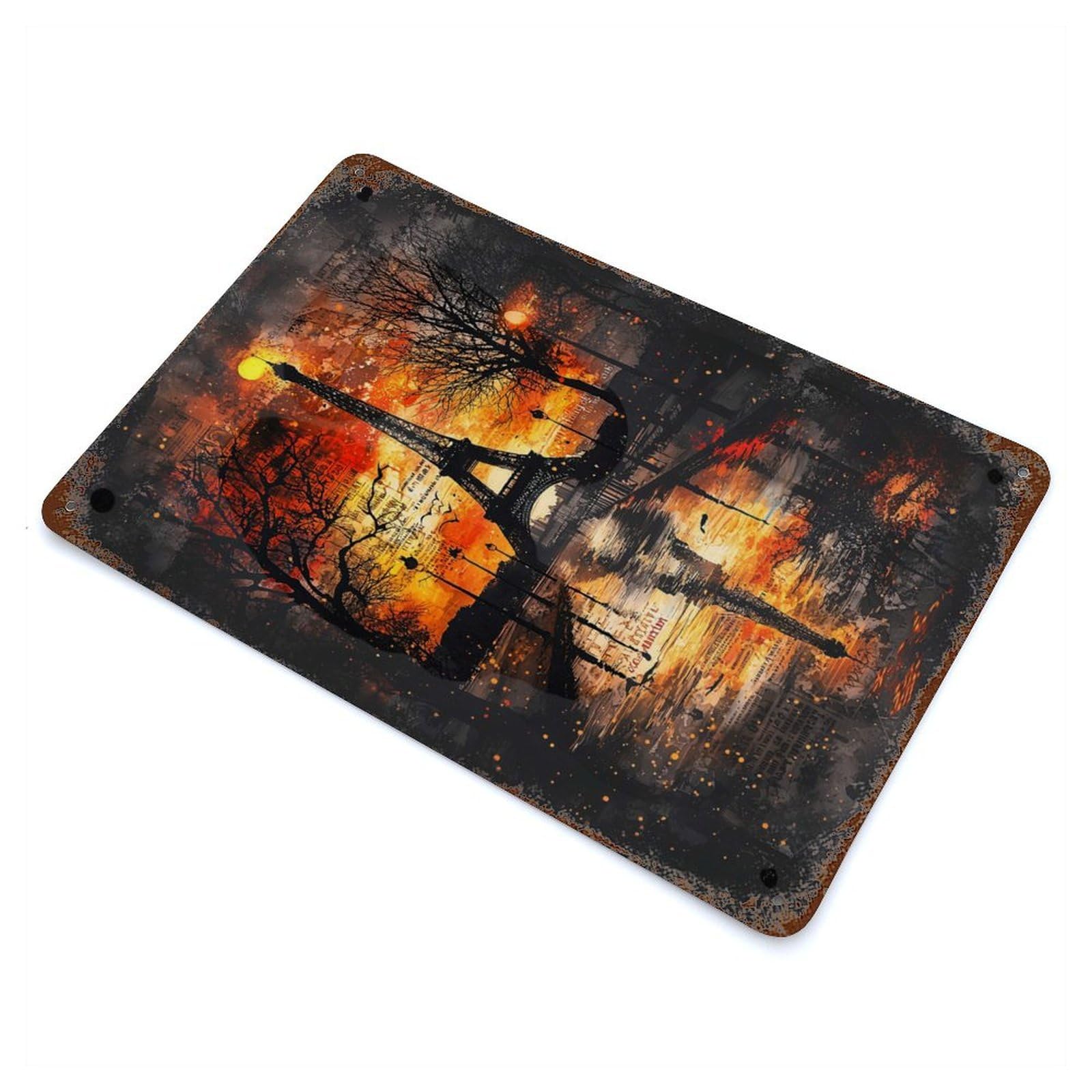Whispers of History Gothic Paris at Dusk Vintage Rust Metal Sign 11.8"x7.9", Ideal for Basement, Hobby Room And Garage Decor