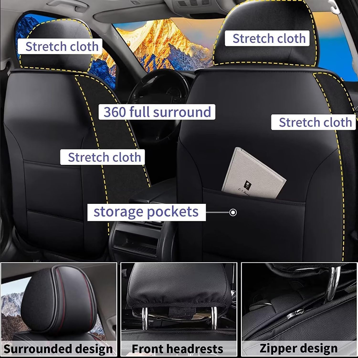 DISUTOGO Car Seat Covers Fit for Mazda CX-5 2013-2025 2026 Full Set 5 Seats Faux Leather Waterproof CX5 Seat Cushion Vehicle Protector Airbag Compatible(Black,5 Seats)