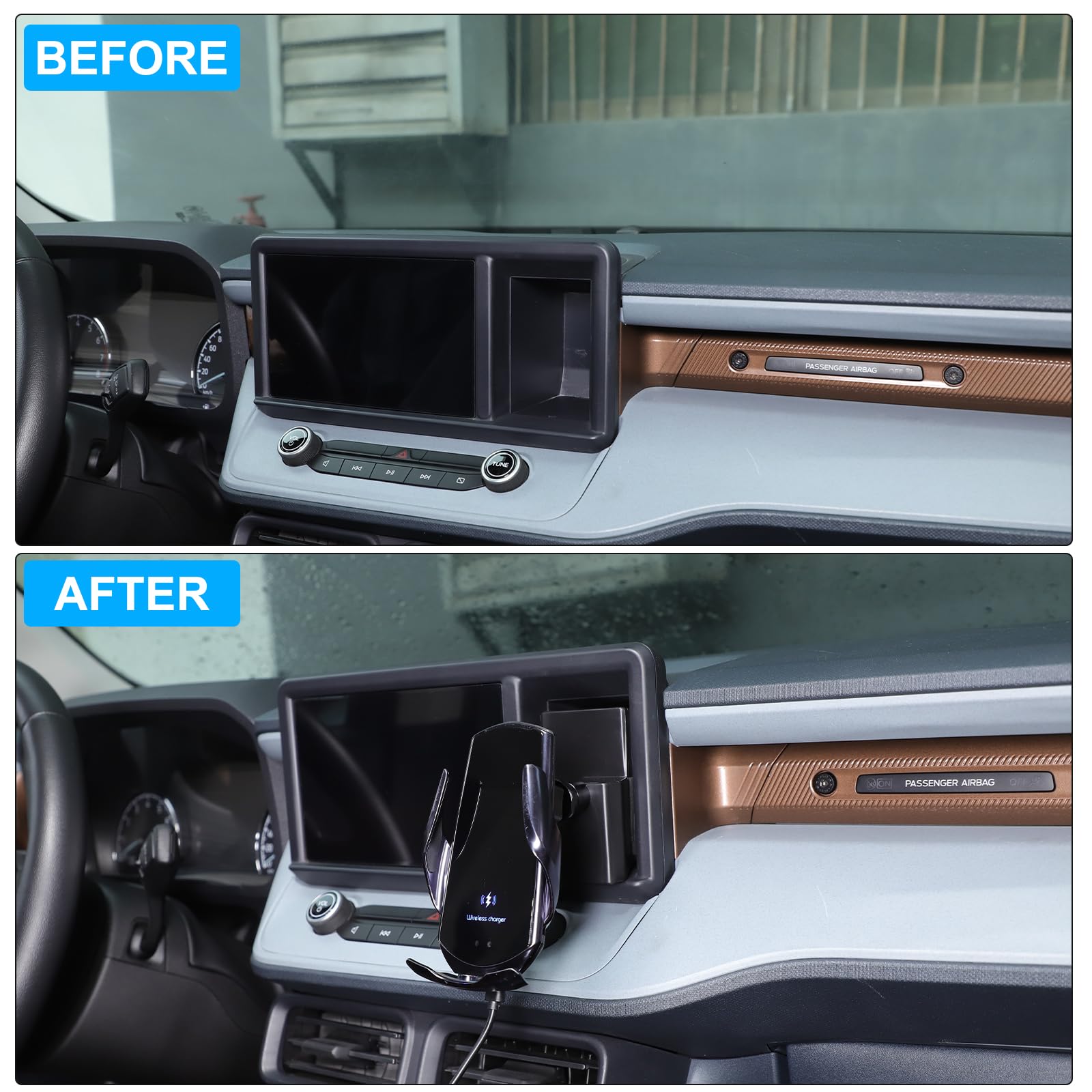 Lcojicep Center Console Dashboard Storage Box Mobile Phone Holder Compatible with Ford Maverick 2022-2025, Multimedia Display Navigation Right Side Panel Mobile Phone Holder Organizer Tray (Style D)