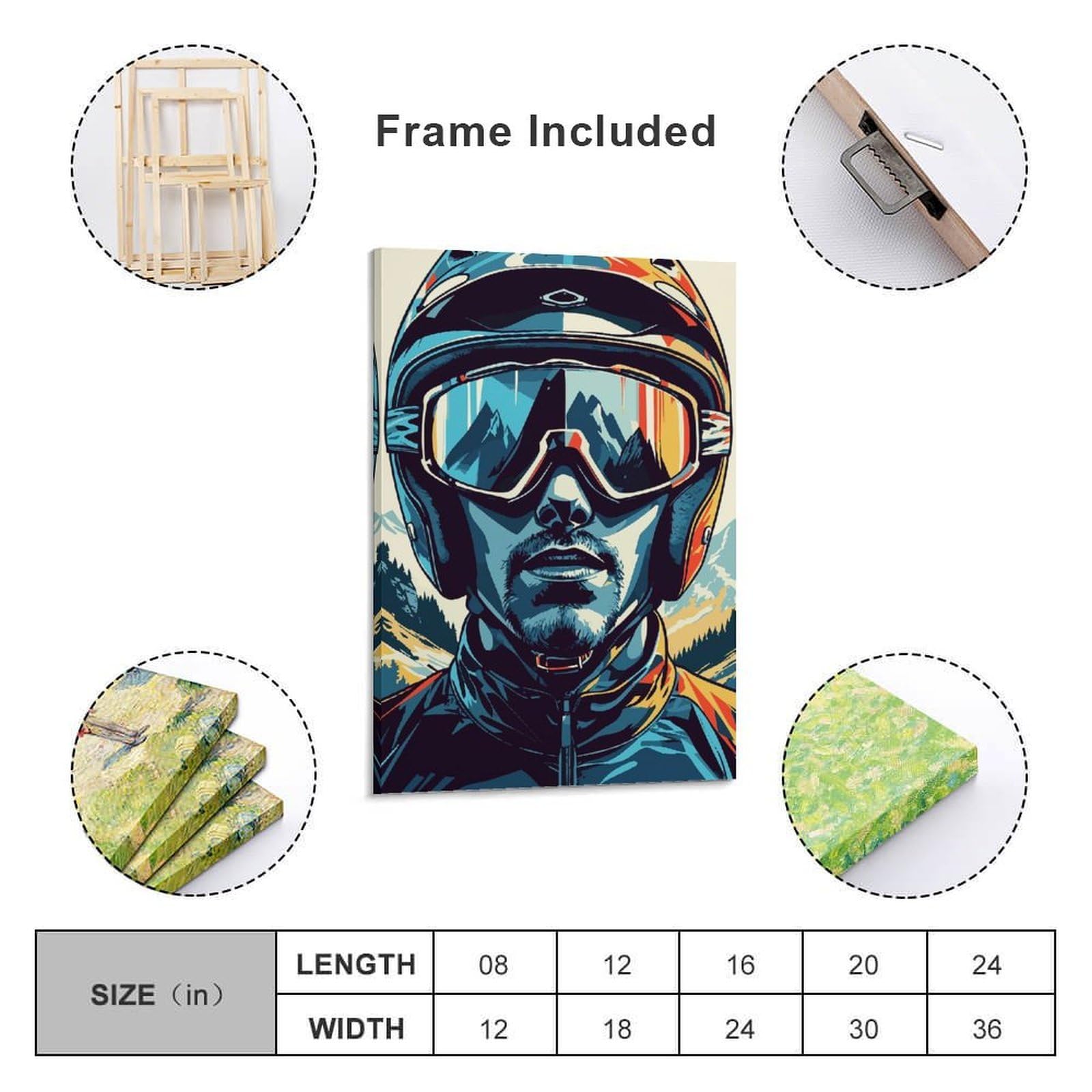 sinyumoney Skier Portrait with Mountain Reflection Poster Su Tela Stampe Artistiche Da Parete Decorazione Murale Stampe Artistiche Per La Casa E La Cucina 16x24inch(40x60cm)