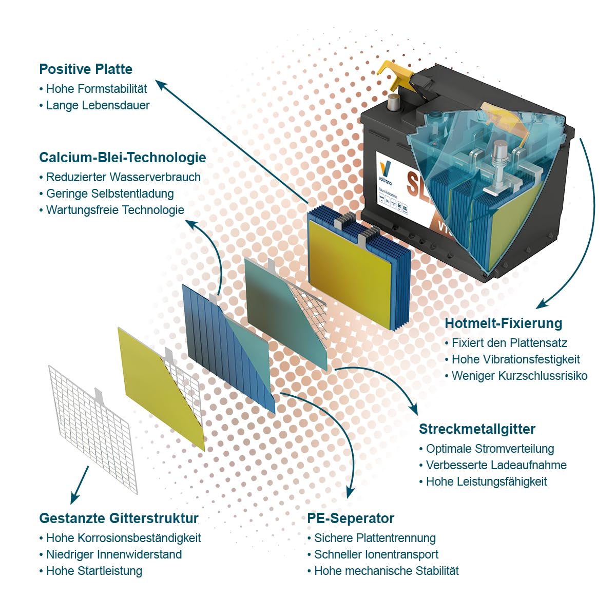 SLI Autobatterie 100Ah 12V 830A VTS100 H8/LN5/L5