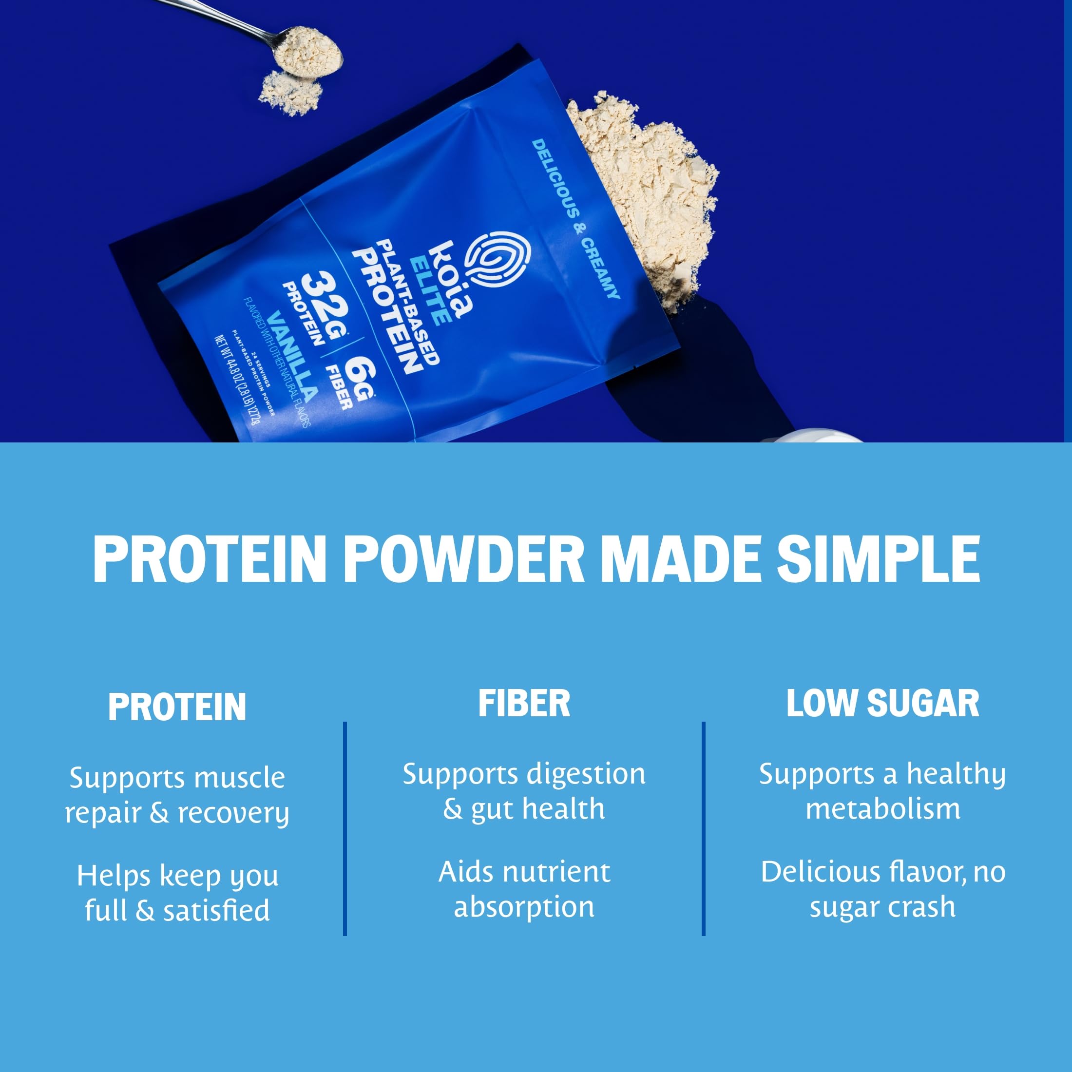 Koia Elite Vanilla, Plant-Based Protein Powder, Prebiotic Fiber, Dairy-Free — Amazon image 7