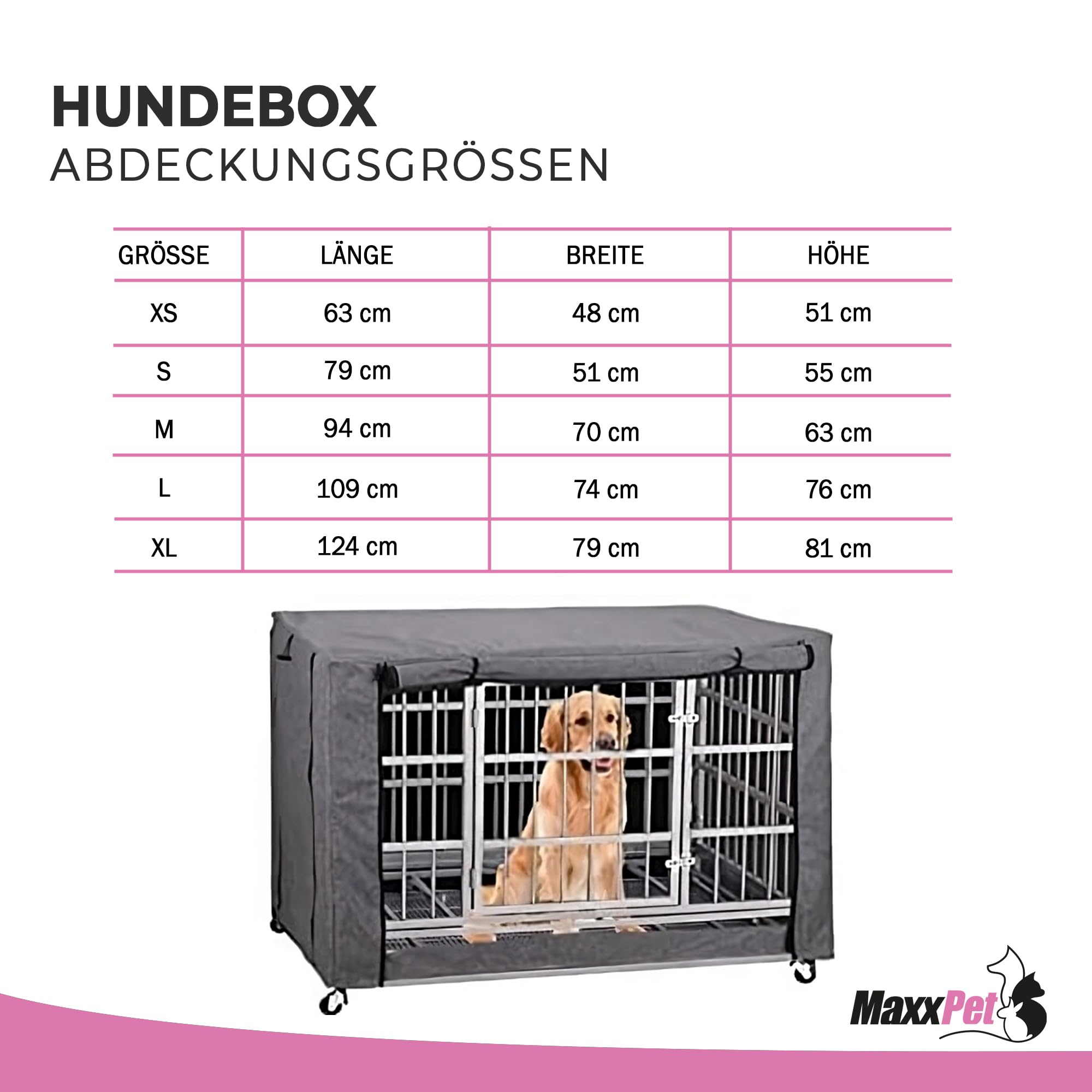 MaxxPet Abdeckung für Hundebox - Bezug für Hundebank – 92x58x64cm