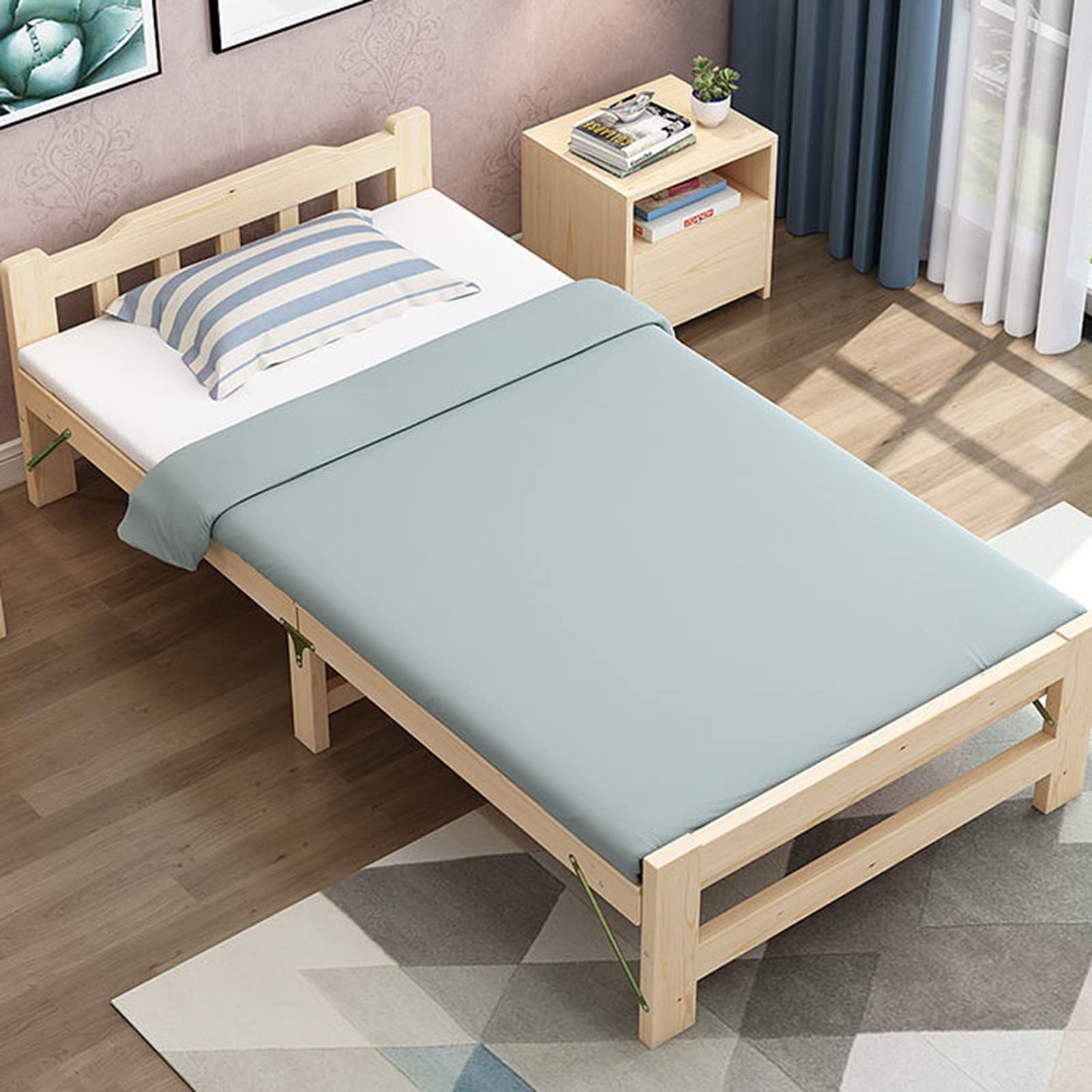GLJ Cama de Plataforma con Cabecero, Base de Cama de Listones de Madera, No Se Necesita Un Somier, Fundación de Colchón, No Requiere Ensamblaje (Size : 47 * 77inch)