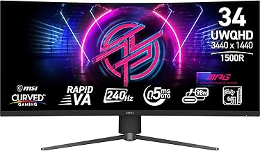 MSI MPG 346CQRXF X2 Curved Gaming Monitor 34" UWQHD - Rapid VA 1500R 3440x1440, 240Hz / 0,5ms, DisplayHDR 400, KVM, HDMI 2.1, DP 1.4a, USB Type-C, randlos, Höhe und Neigung einstellbar
