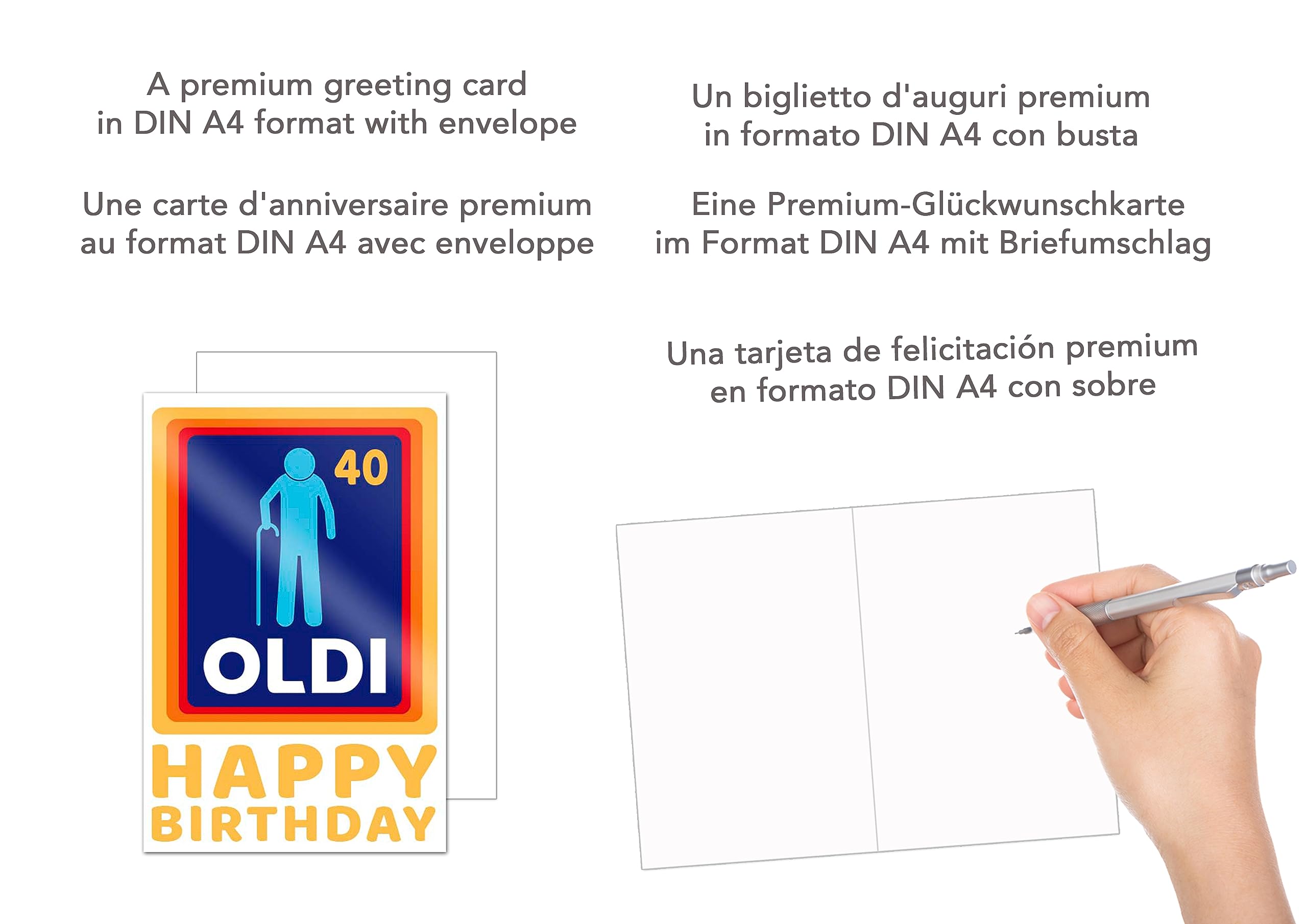 Congratulazioni per il tuo 40° compleanno | XXL Biglietto di compleanno DIN A4 Coriandoli Design incluso Busta Pieghevole Biglietto di auguri Maxi Card Extra Large - Italia