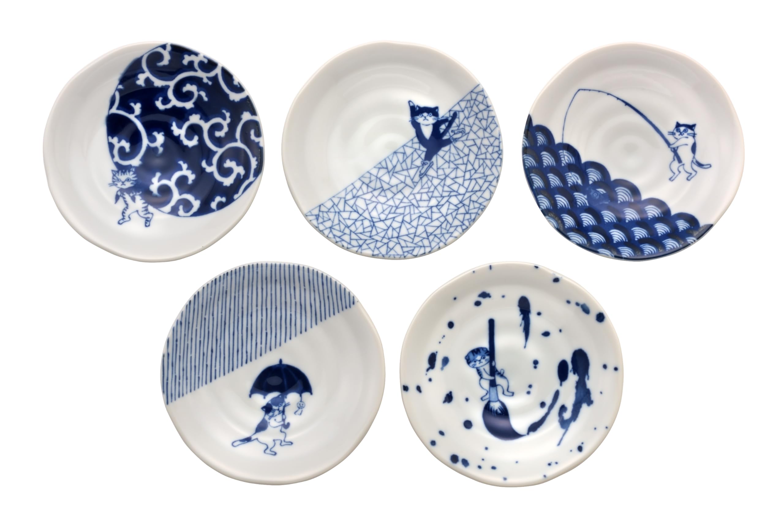 Amazon｜ヤマ吾陶器 小皿 お皿 セット 5枚 猫 美濃焼 ソメネコ 取小皿