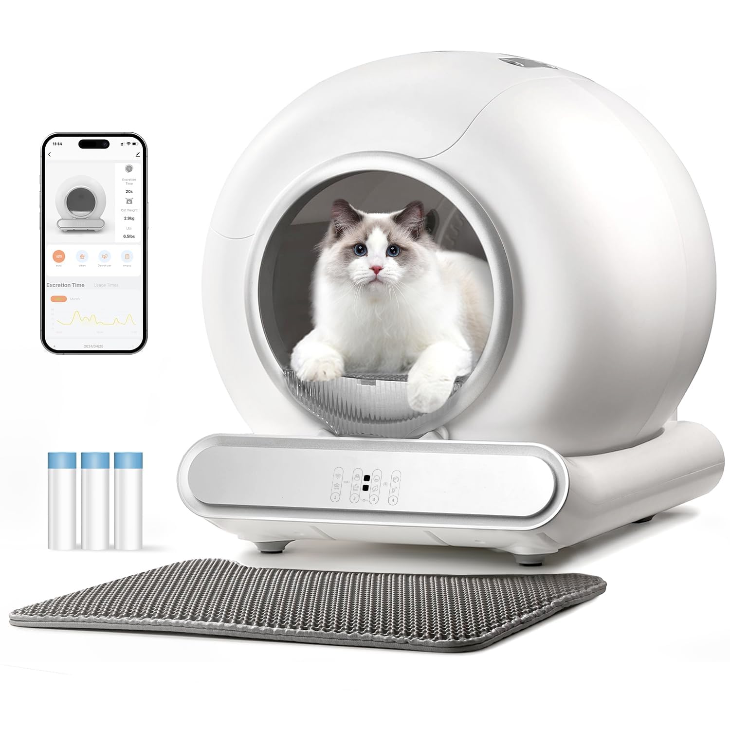Lettiera Gatto Autopulente, Lettiera Automatica per Gatti, Capacità 65 Litri + 9 Litri, Rimozione Efficiente Degli Odori Sgradevoli, Controllo app, Lettiera Gatto Automatica Più Gatti | Lettiera Automatica per Gatti, Rimozione Efficiente Degli Odori Sgrad