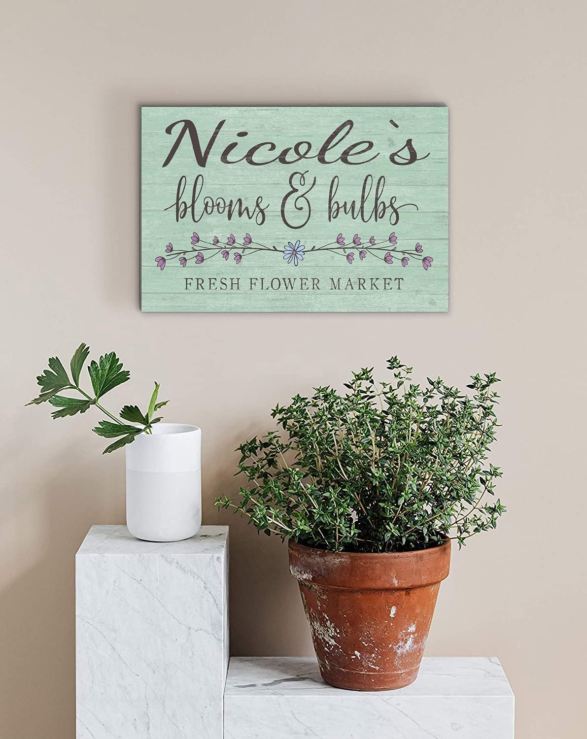 Flower Market Personalized Blooms & Buds Sign for Mother's Day, She Shed, New House, Gardener, Birthday Gift Idea (Green)