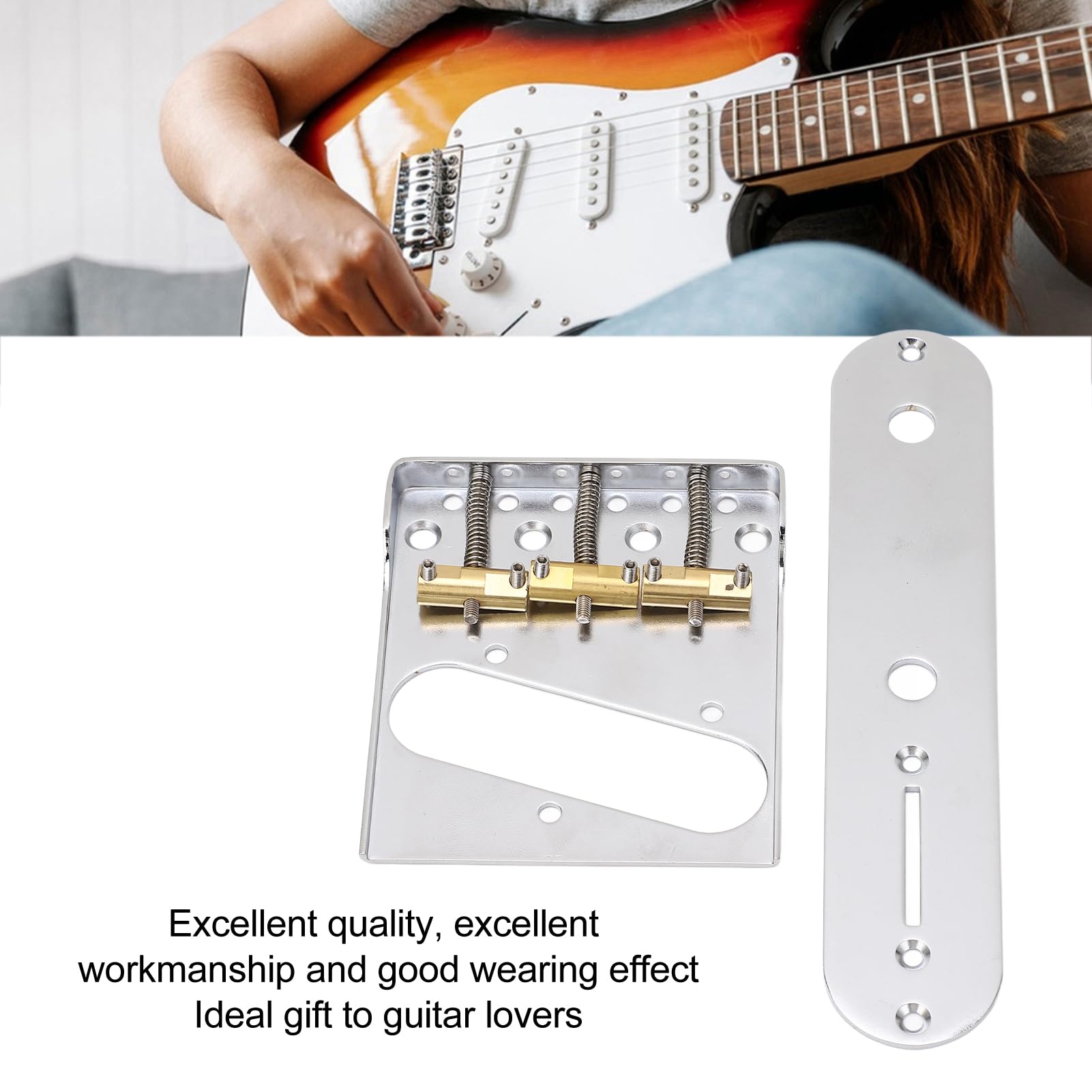 Vintage Guitar Bridge Brass 3 Siodło z płytą sterującą elektryczną wymianą gitary dla gitar w stylu telewizji Wysoka wydajność Chromowane wykończenia premium