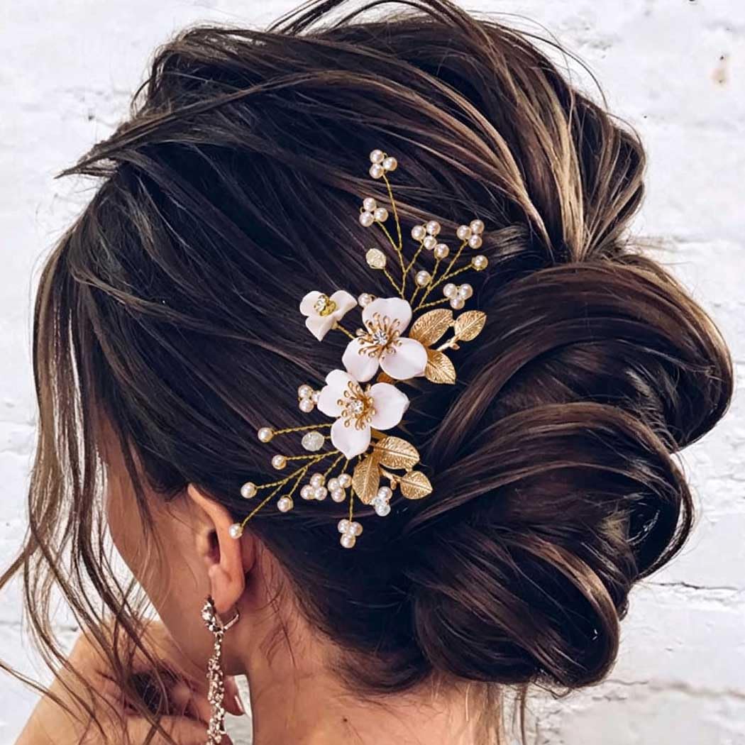 JAKAWIN Flower Bridal Hair Comb Gold Hair Clip Wedding Hair Accessories