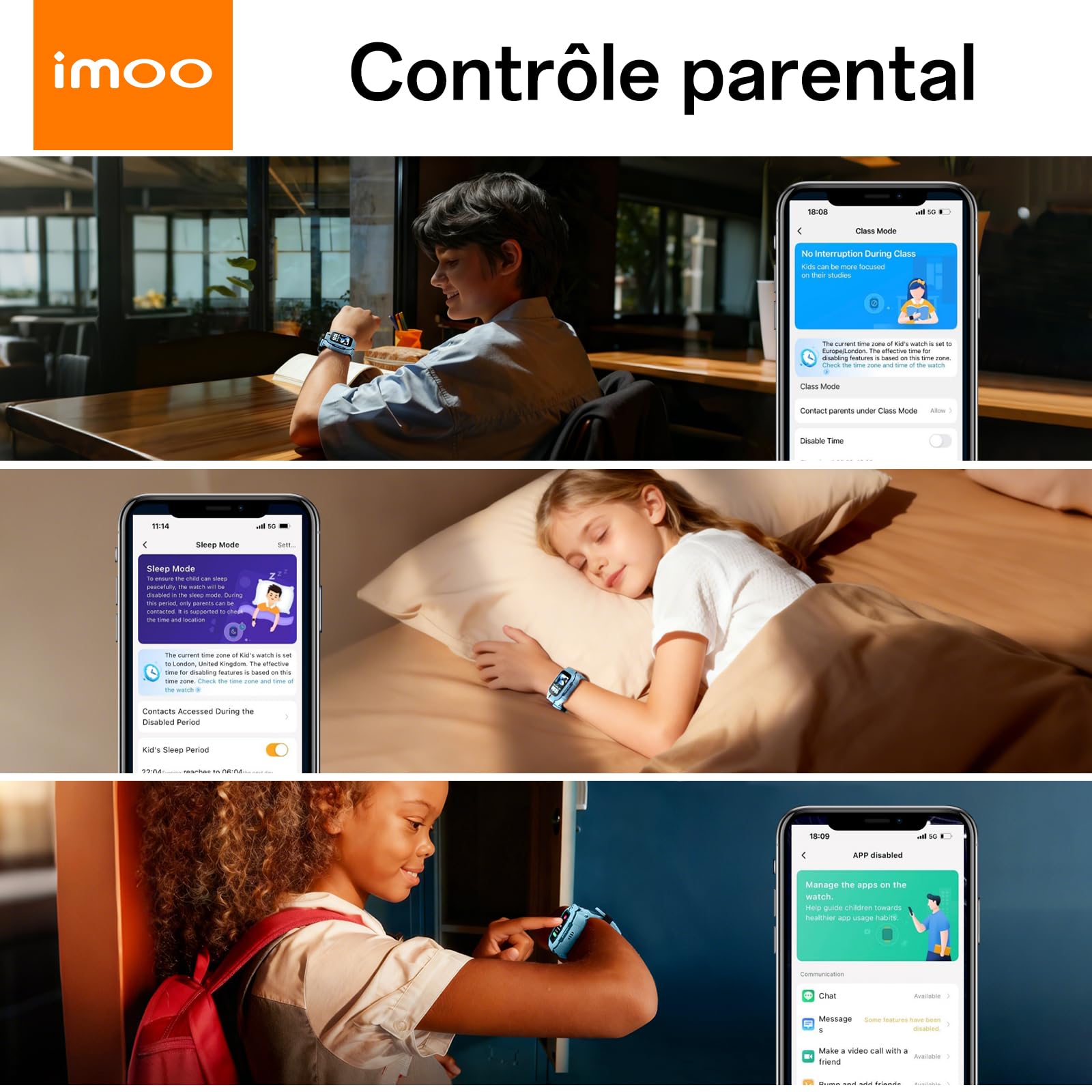 imoo Z3 Montre Connectée pour Enfants, Appels 4G Vidéo/Voix et Traqueur GPS en Temps Réel, Écran HD 1.5″ Résistant à l’Eau Jusqu’à 20m, Stockage 8GB, Contrôle Parental avec kit d'accessoires (Bleu)