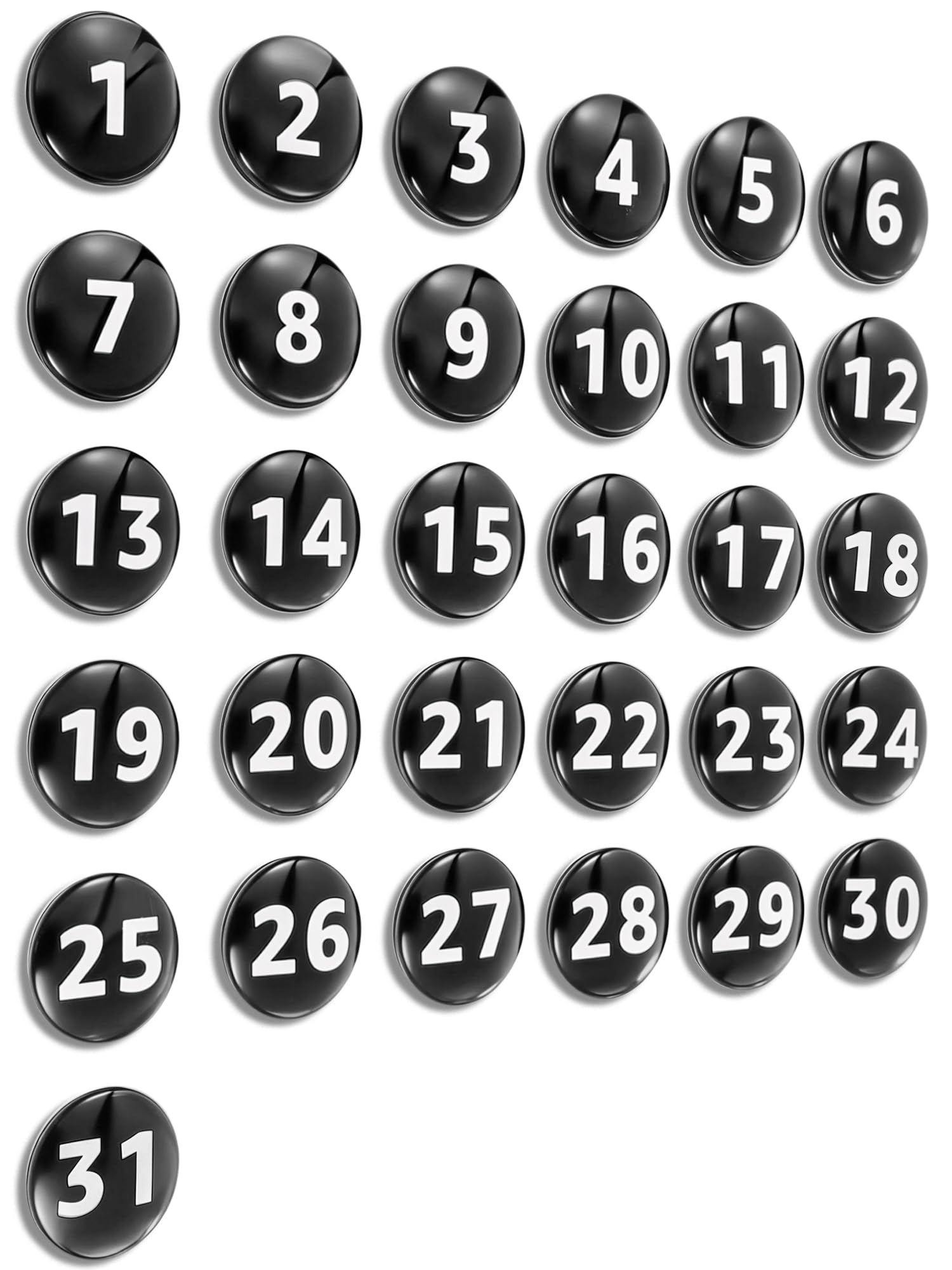Tellegloww 31 Large Magnetic Calendar Numbers, Colored Glass Calendar Magnets for Schedule Dry Erase Whiteboard, Magnetic Whiteboard, Refrigerator(Black,1.38") โ image 1