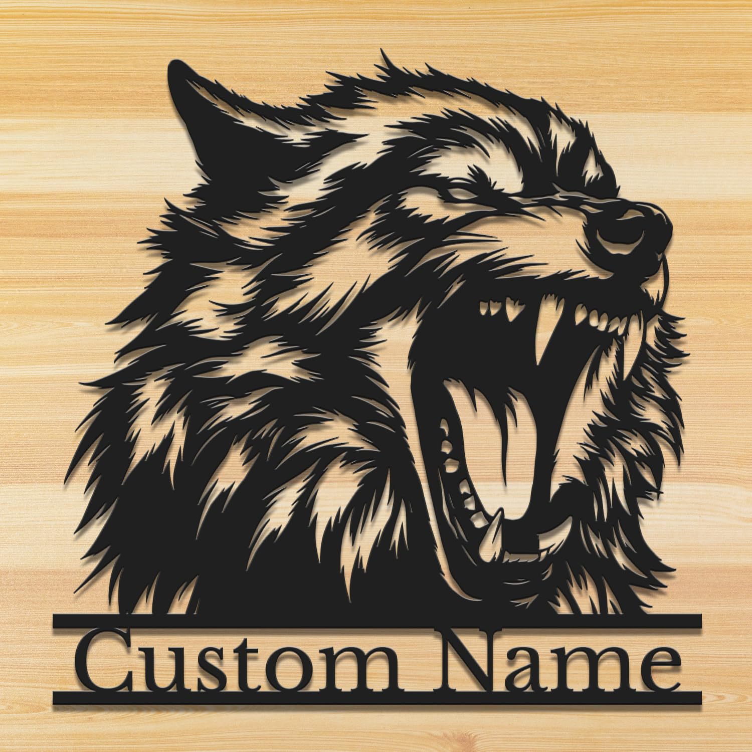 Personalized Custom Wolf Metal Wall Art, Custom Wolf Metal Signs, Personalized Black Name Signs, Gifts for Wolf Lovers, Animal Decorations, Wild Animal Decoration (Wolf D)