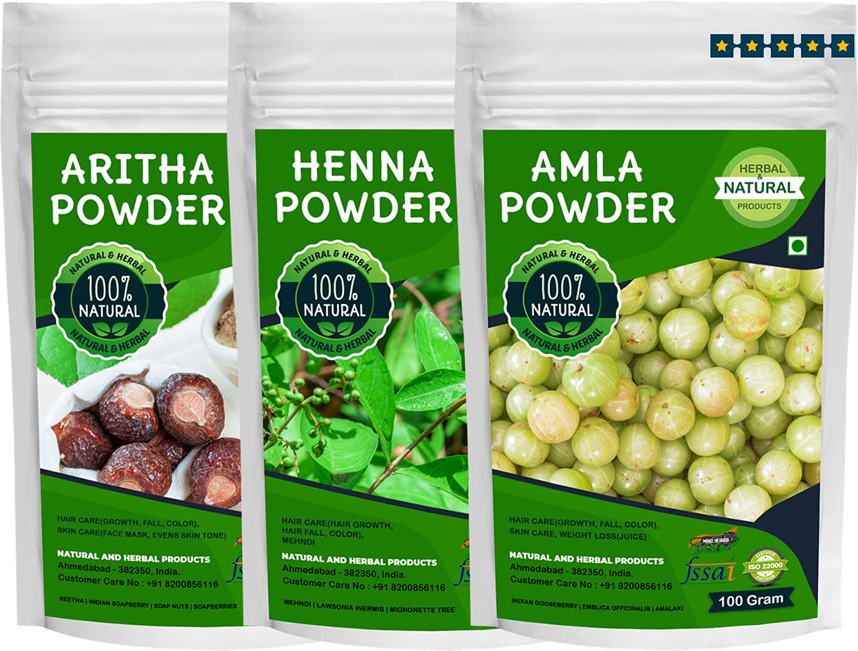 Aritha Henna Amla Powder for Hair Care Combo - 100Gram (Pack of 3)-picture-24