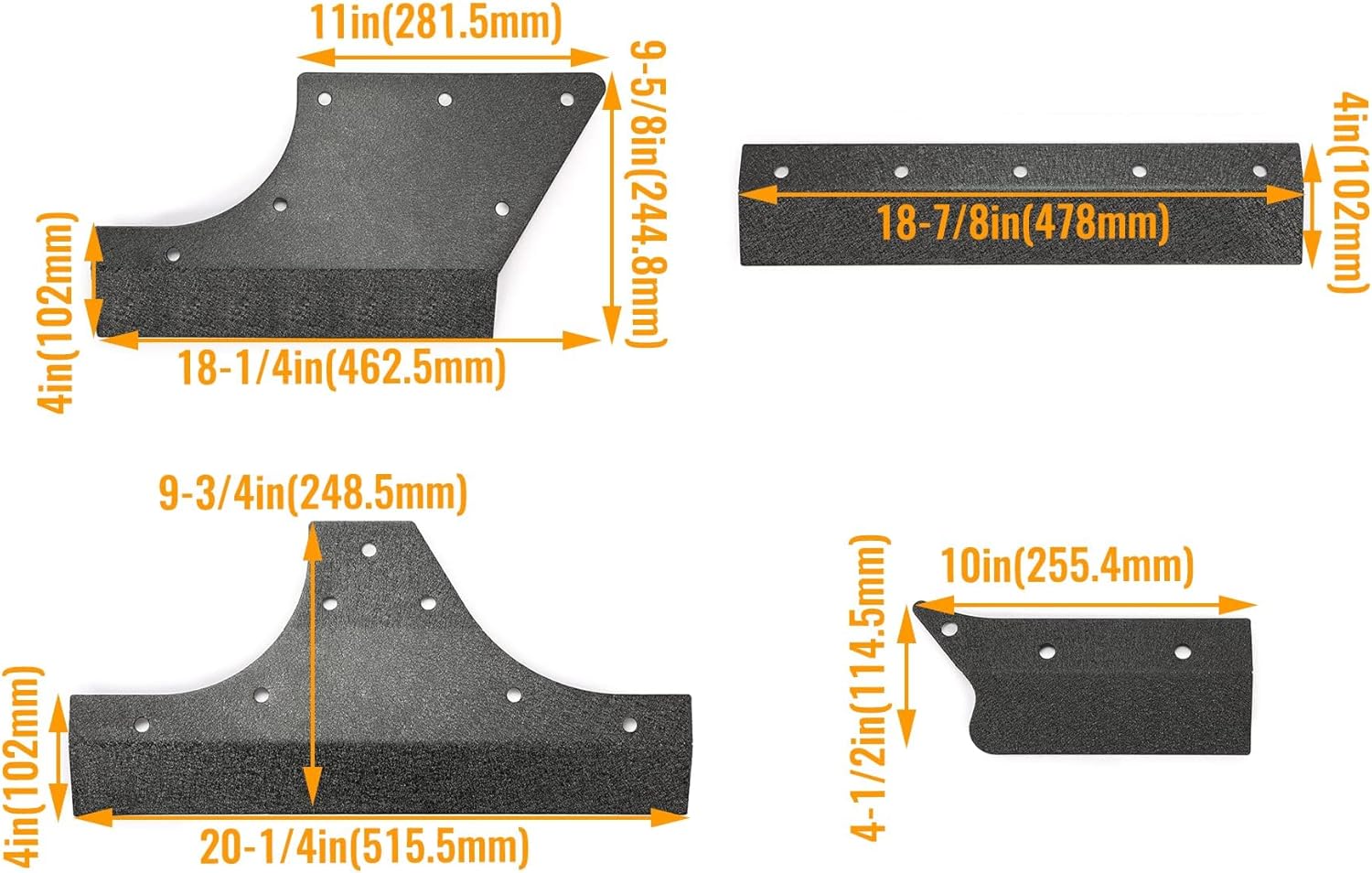 Kojem Door Armor Cladding Skid Plate Compatible with 2007-2018 Jeep Wrangler JK 4 Doors Powder Coated Steel Heavy-Duty Black Slider Rocker Guards Rock Panel
