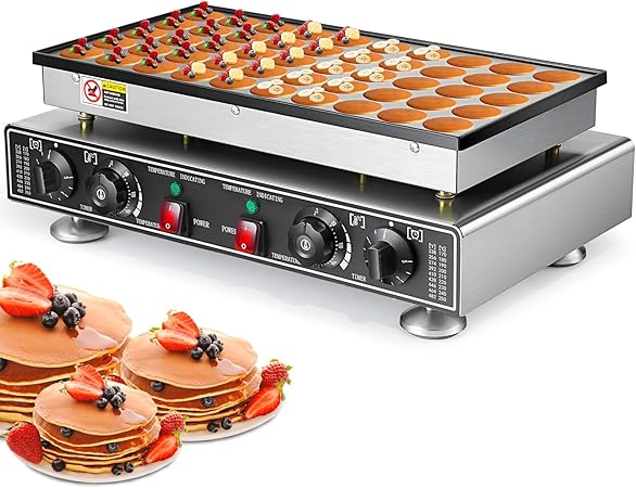 110V Mini Pancake Baker 1800W, 50PCS Commercial Pancakes Maker Machine, 1.8 Inches Electric Muffin Waffle Maker Machine Dutch Poffertjes Grill For Home Kitchen Restaurant Snack Dessert