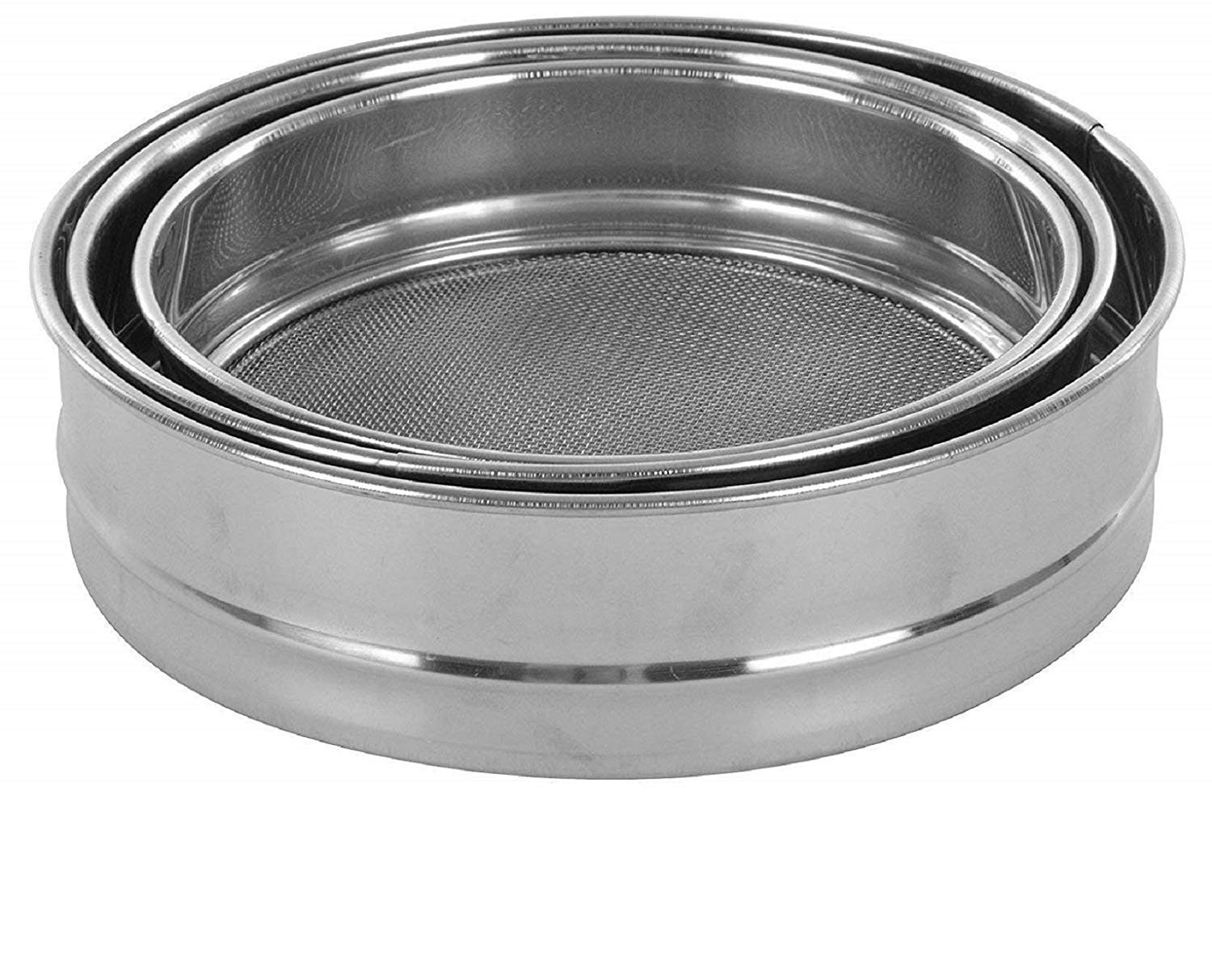 Stainless Steel Ss Aata Chalni Strainer, Set of 3, Silver