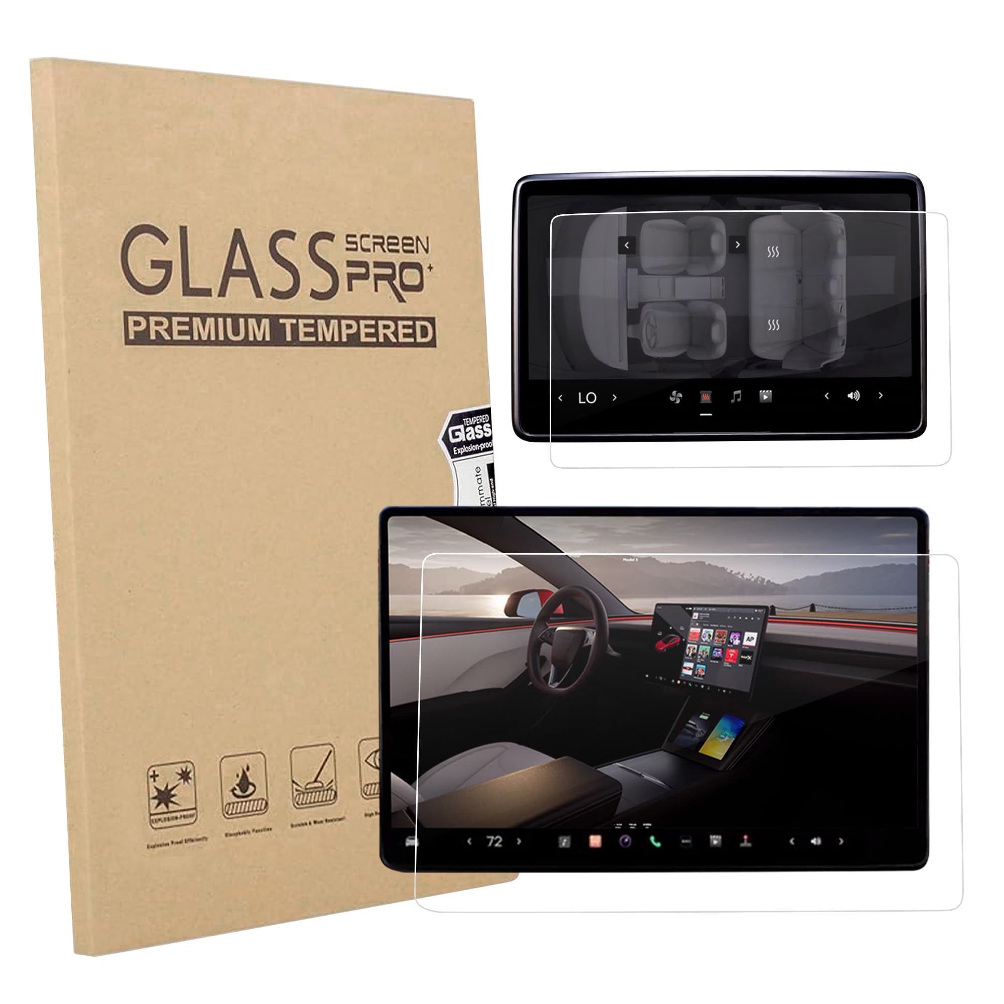 Photo 1 of HSB Tempered Glass Screen Protectors for Tesla Model 3 2024 (2-Pack)