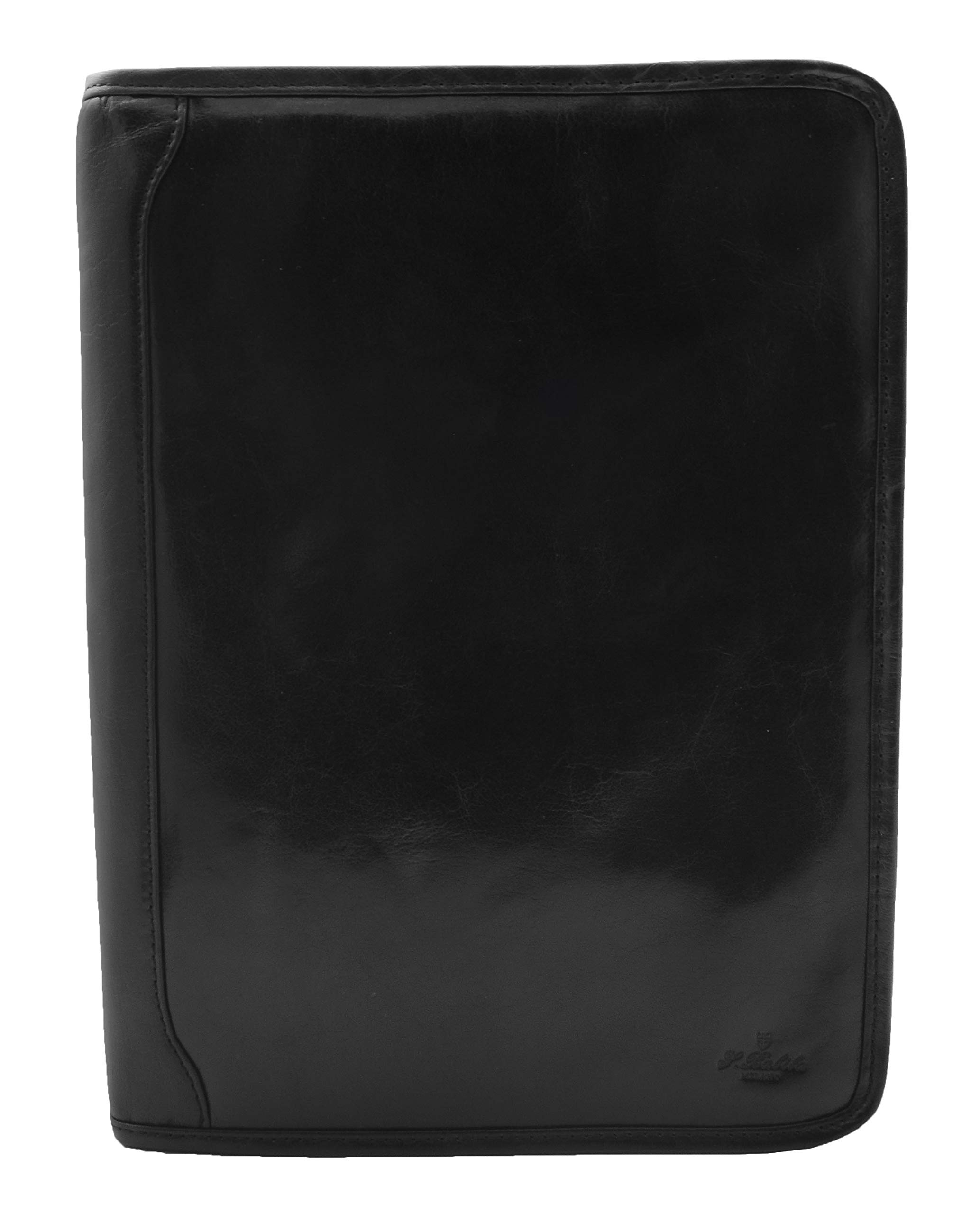 Real Leather Portfolio Case A4 Ring Binder Folio Travel Office Work Muker Black