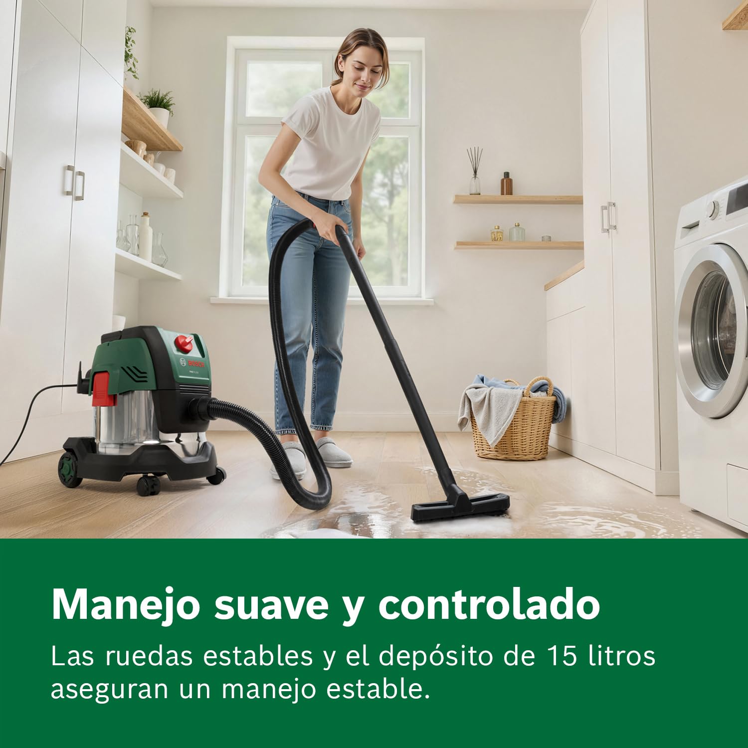 Bosch Aspirador con Cable PAS15-220 (Tubos de extensión (plástico), Manguera de aspiración de 2,2 m, Tubo Flexible/acodado, boquillas para Suelos y Ranuras, Filtro Plisado Plano, UniversalAdapter)