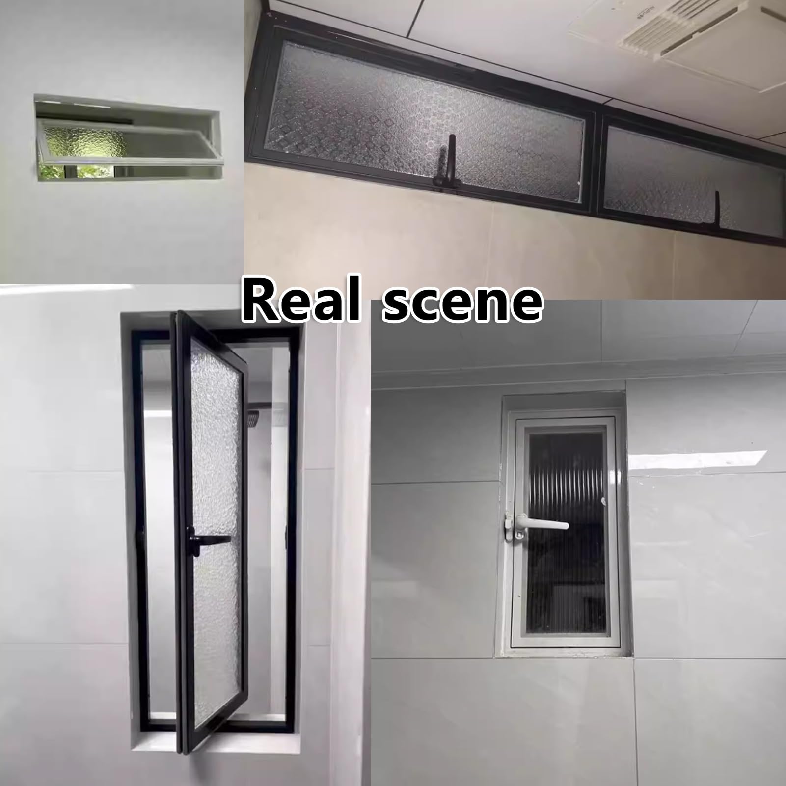 Ventana de sótano de aluminio giratoria de 360°, diseño de fácil manejo para ventilación de baño y cocina, marco de repuesto de 32 x 14 pulgadas en color blanco