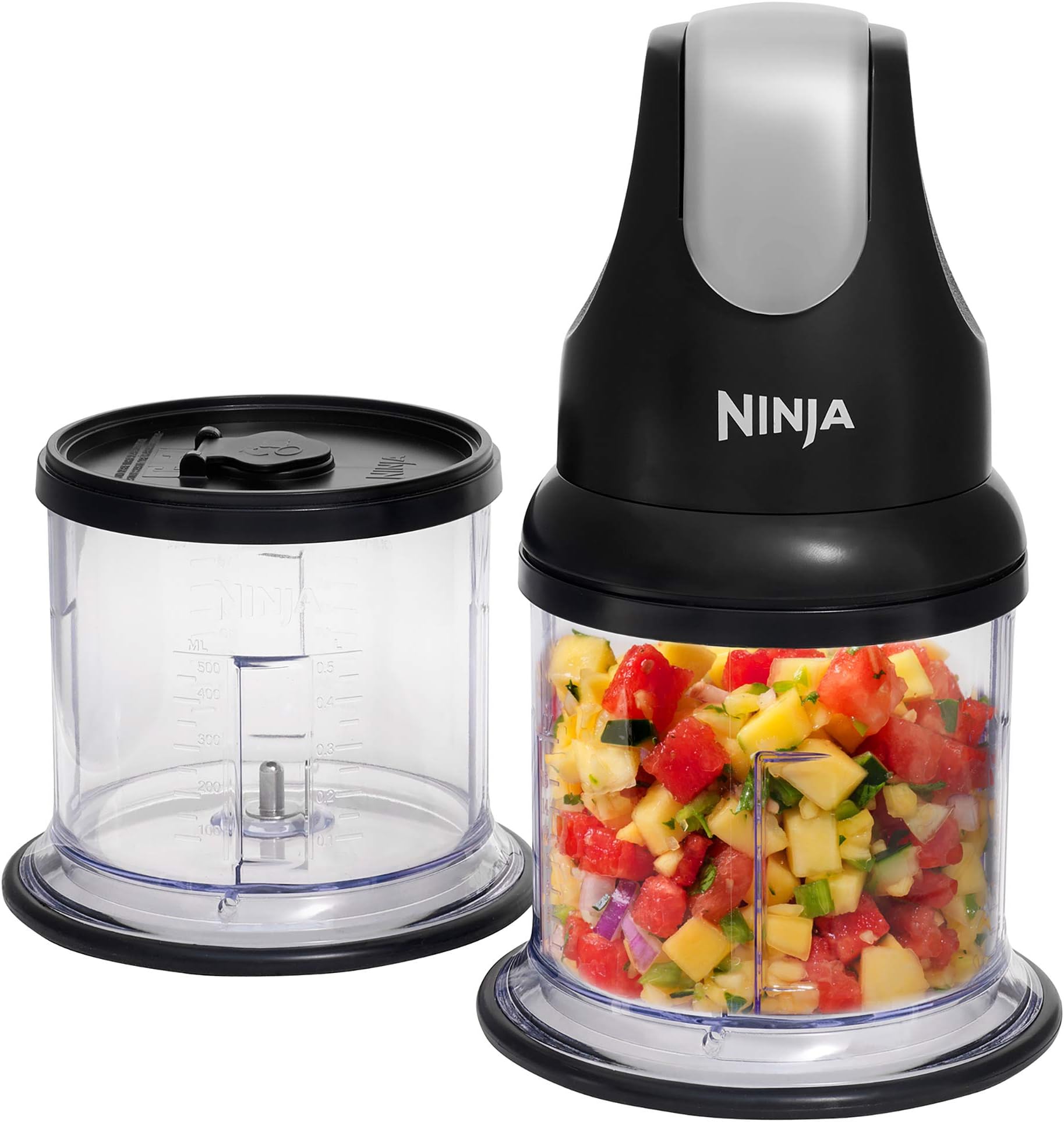 Ninja 200 Watts Professional Stackable Chopper for Fruits and Vegetable with 2 Tritan Jars & 2 Lids - 500 ml, Black