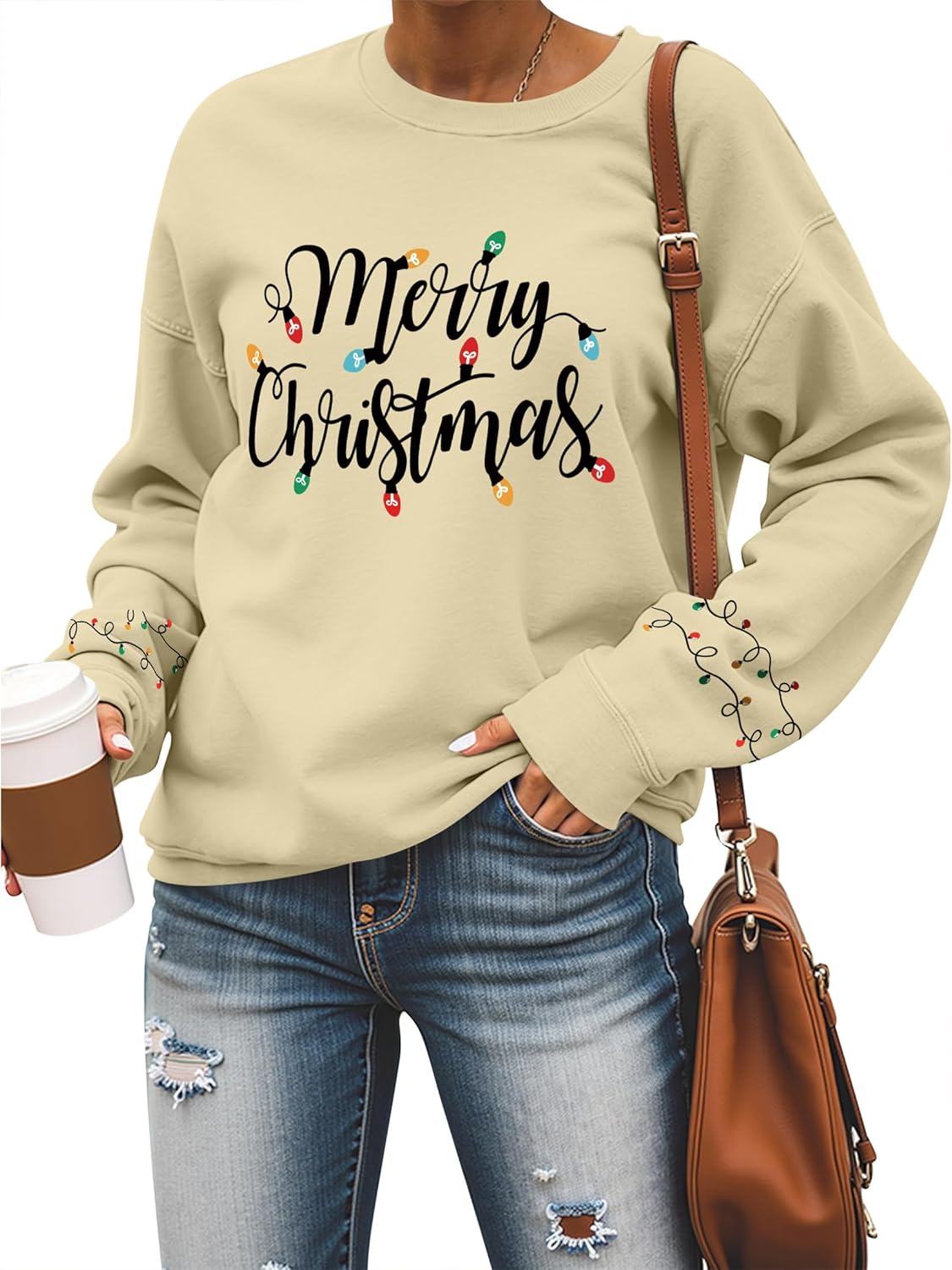 Womens Christmas Sweatshirts Long Sleeve Merry Christmas Sweater Crewneck Xmas Holiday Shirt Pullover Tops - Image 4