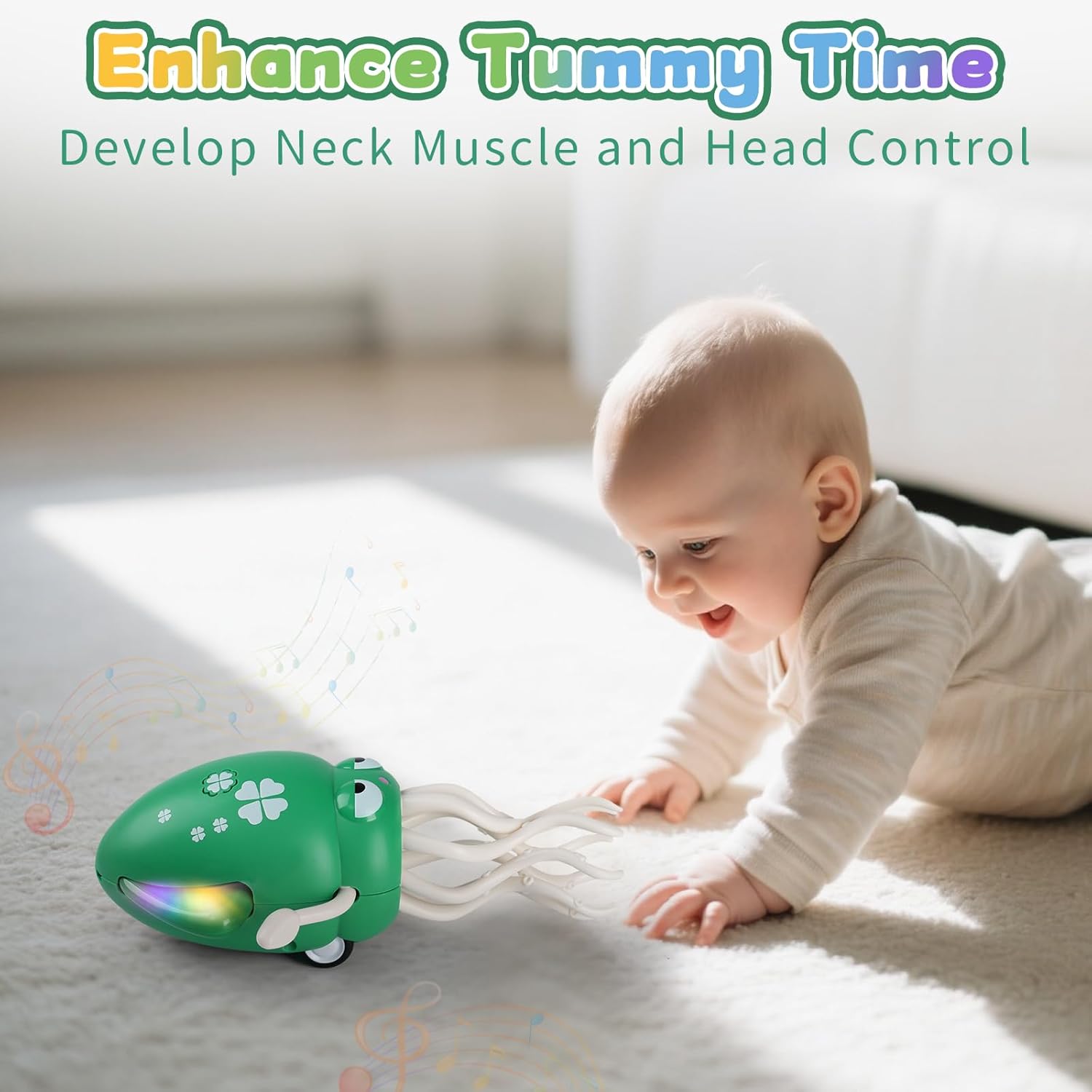 Stocking Stuffers Dancing Octopus Toy,Baby Toys 6-12-18Months Electric Crawling Octopus with Light&Music,Dancing Squid Tummy Time Toys for Baby 3 4 5 6 7 8 9Months,1st Christmas Birthday Gift for Boys