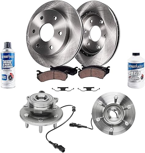Detroit Axle - Kit de freno trasero de 8 piezas para Ford Expedition Lincoln Navigator 03-06, rotores de freno de disco, pastillas de freno de