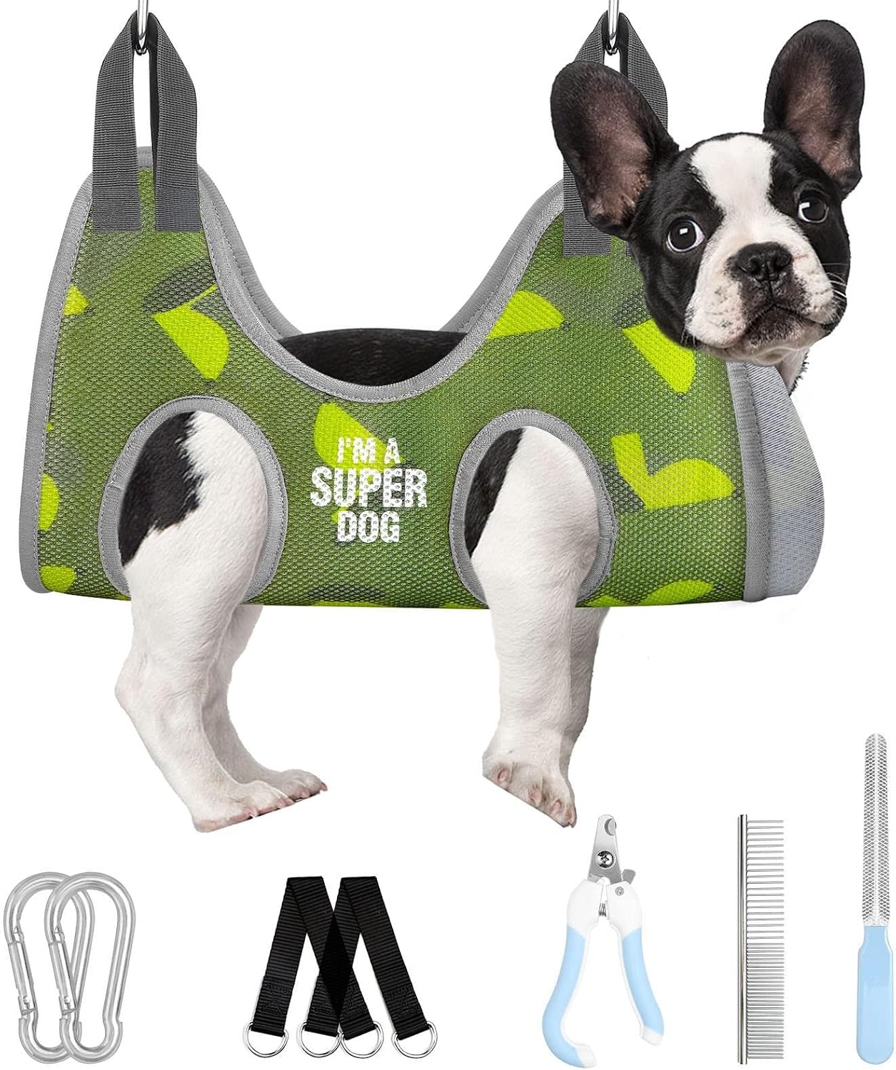 jenico Dog Grooming Hammock Harness: Cat Dogs Sling for Grooming - Pet Hammock Restraint Bag with Nail Clippers Trimmer Nails File Pet…