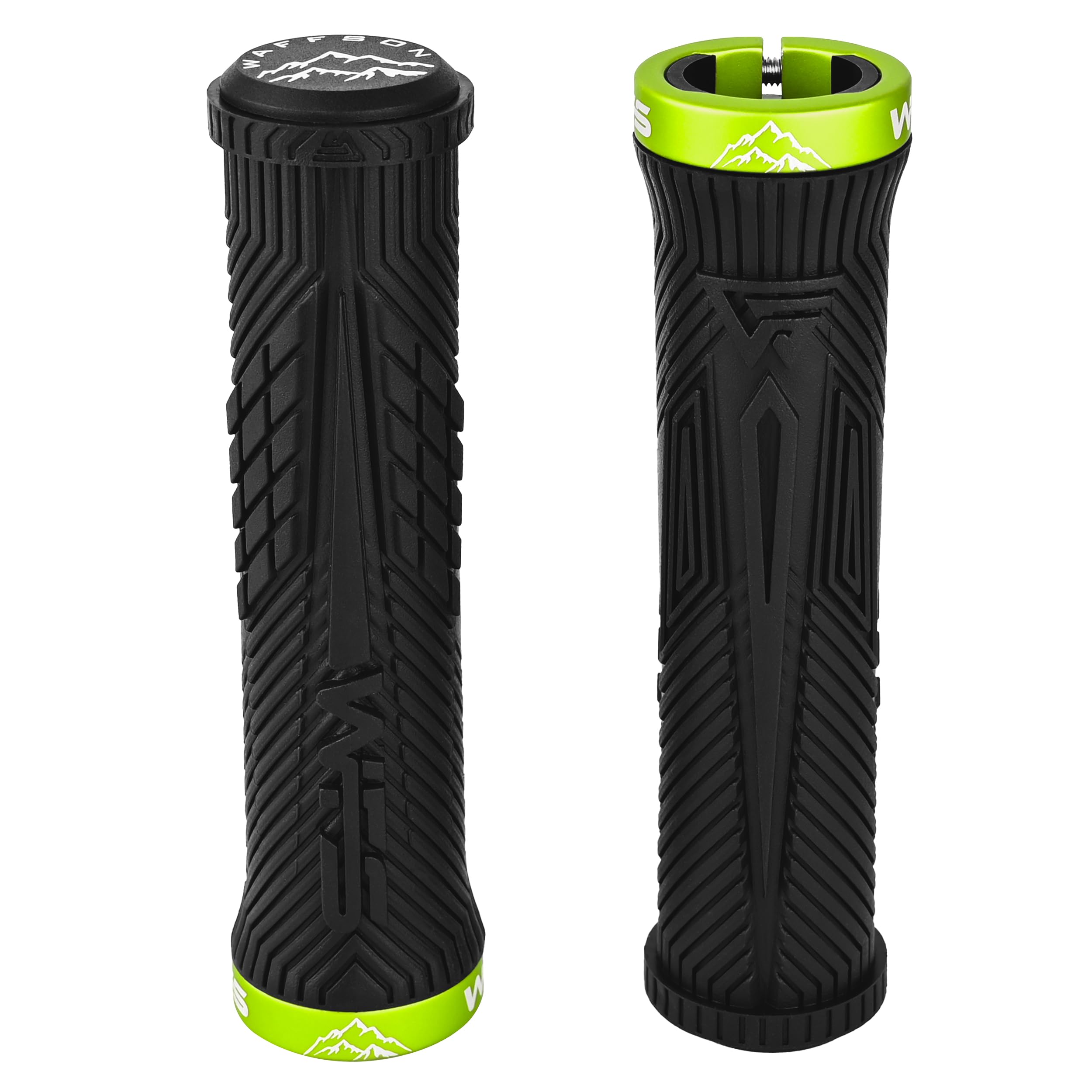 WFS Volatus Pojedyncze uchwyty do rowerów górskich, Road, roweru miejskiego, 33 mm OD miękkie wygodne ergonomiczne, antypoślizgowe uchwyty 22 mm ID Locking Handlebar do MTB, 1 para, czarny x zielony