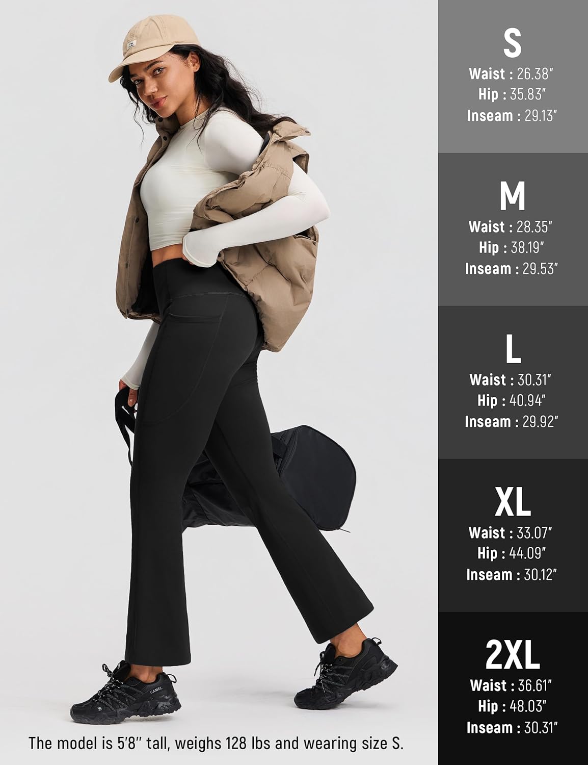 Yoga Pants Women Fleece Lined High Waisted Pant Stretch Flare Bootcut with 4 Pockets Workout Casual - Image 7