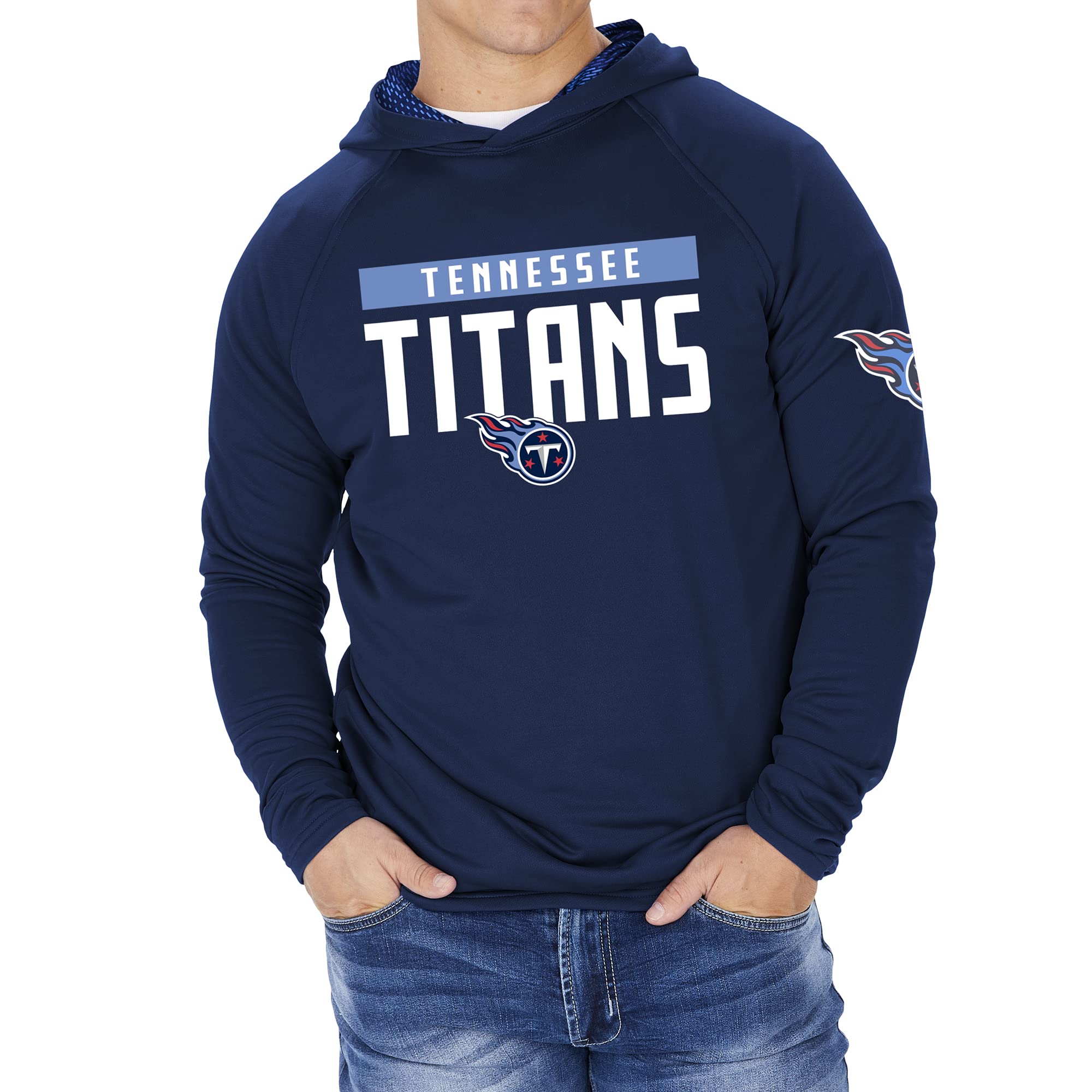 Zubaz NFL Football Men's Solid Team Hoodie with Camo Lined Hood and Sleeve Graphic — view 130
