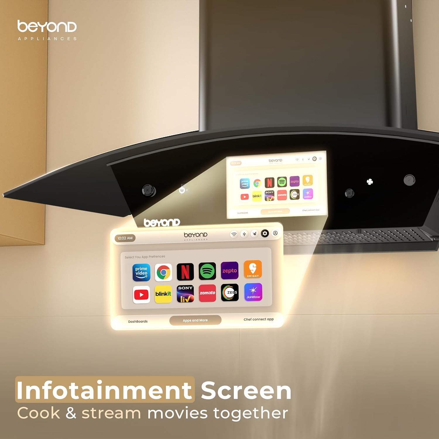 Beyond Appliances Asteria 90cm Auto Clean Kitchen Chimney | 1408 CMH Suction | Filterless | Curved Glass | Smart Screen & Speakers | Touch Control | Black Finish 23 71KOnWDwWqL. SL1500