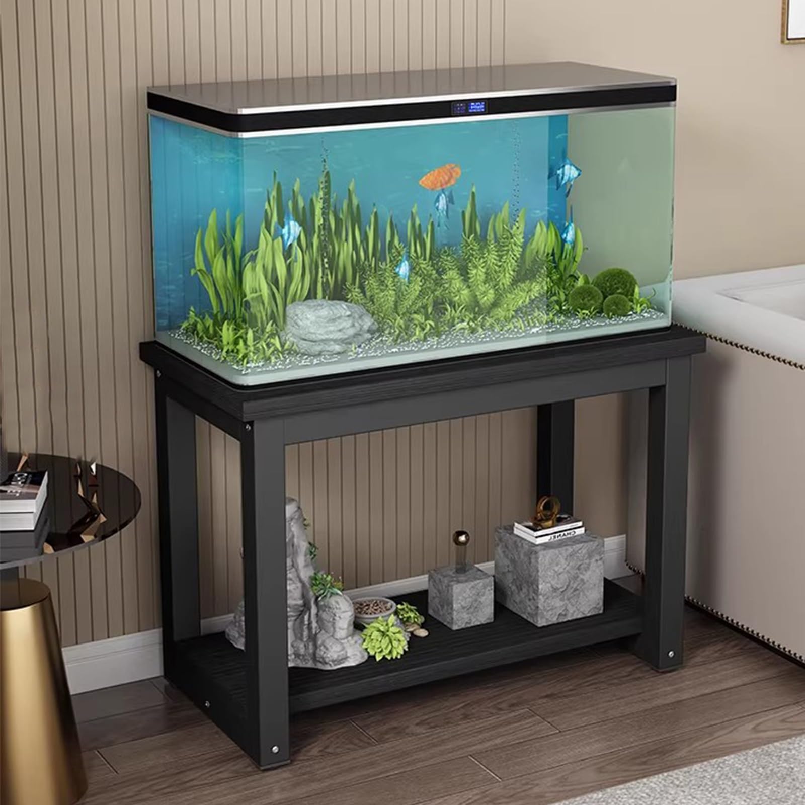 Metalowy stojak do akwarium z półkami do przechowywania, 2-poziomowy stojak terrarium do domowego biura salonu
