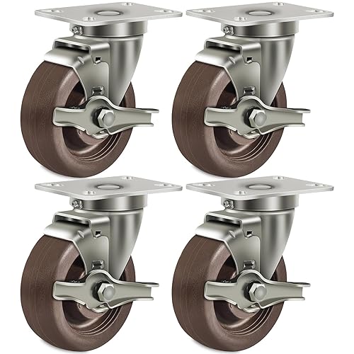 Miniatura 8 de 4 ruedas resistentes de 1.5 pulgadas, soporte de acero inoxidable para horno de alta temperatura, juego de 4 con capacidad de hasta 2800 libras