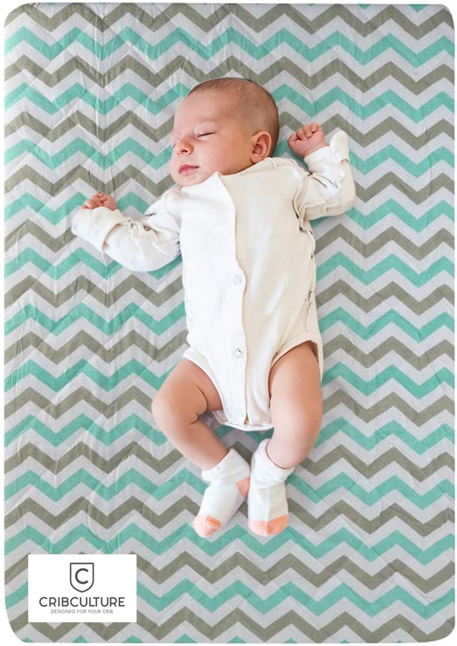 CC Pack N Play Mattress Pad Cover Protector, Fitted and Padded Baby Playard Mattress Pad for Pack and Play, Portable Mini Crib, Play Yard, Hypoallergenic Topper Pads, Washer, Dryer Safe