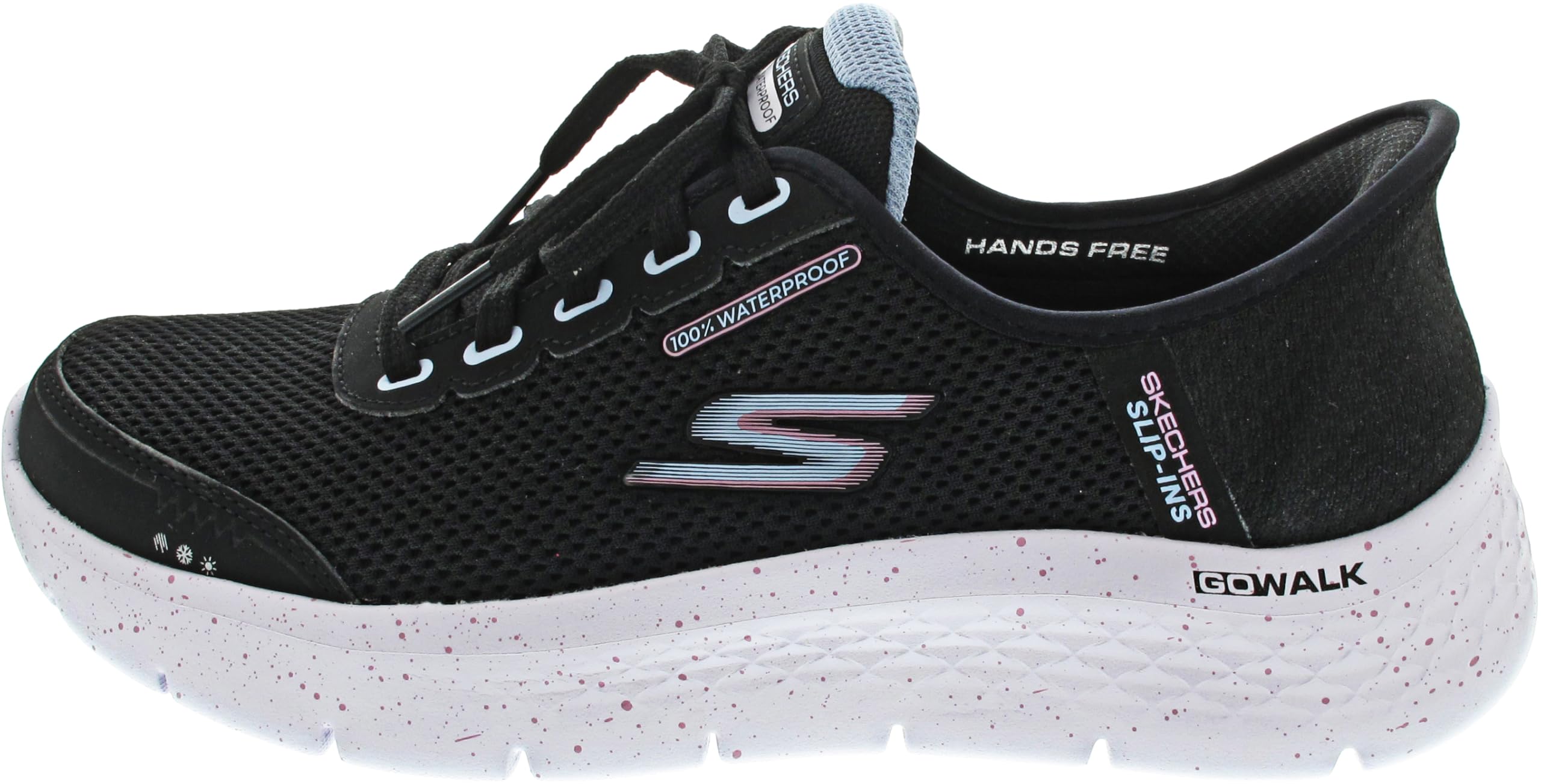 Skechers Women's Go Walk Flex Clear Creek Sneaker, Black Textile/Mauve Trim, 6.5 UK