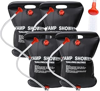 DkOvn 2 Pack Solar Shower Bag, 5 Gallons/20L Camping Shower Bag, Portable Shower Bag with Removable Hose and On-Off Switch...